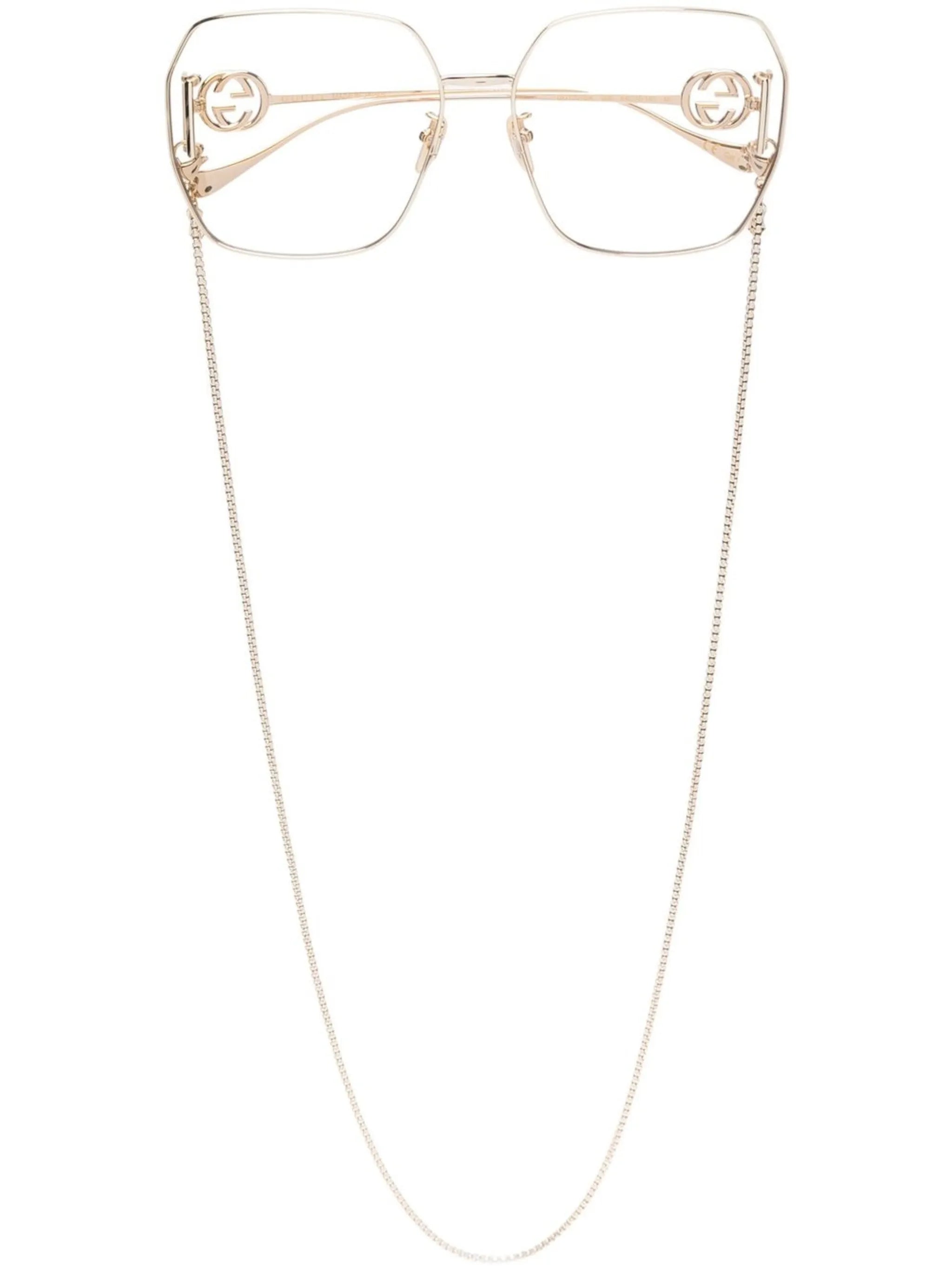 neck-chain logo-plaque sunglasses