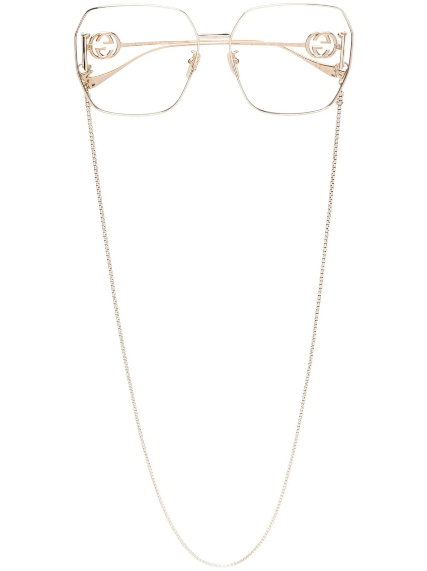 neck-chain logo-plaque sunglasses