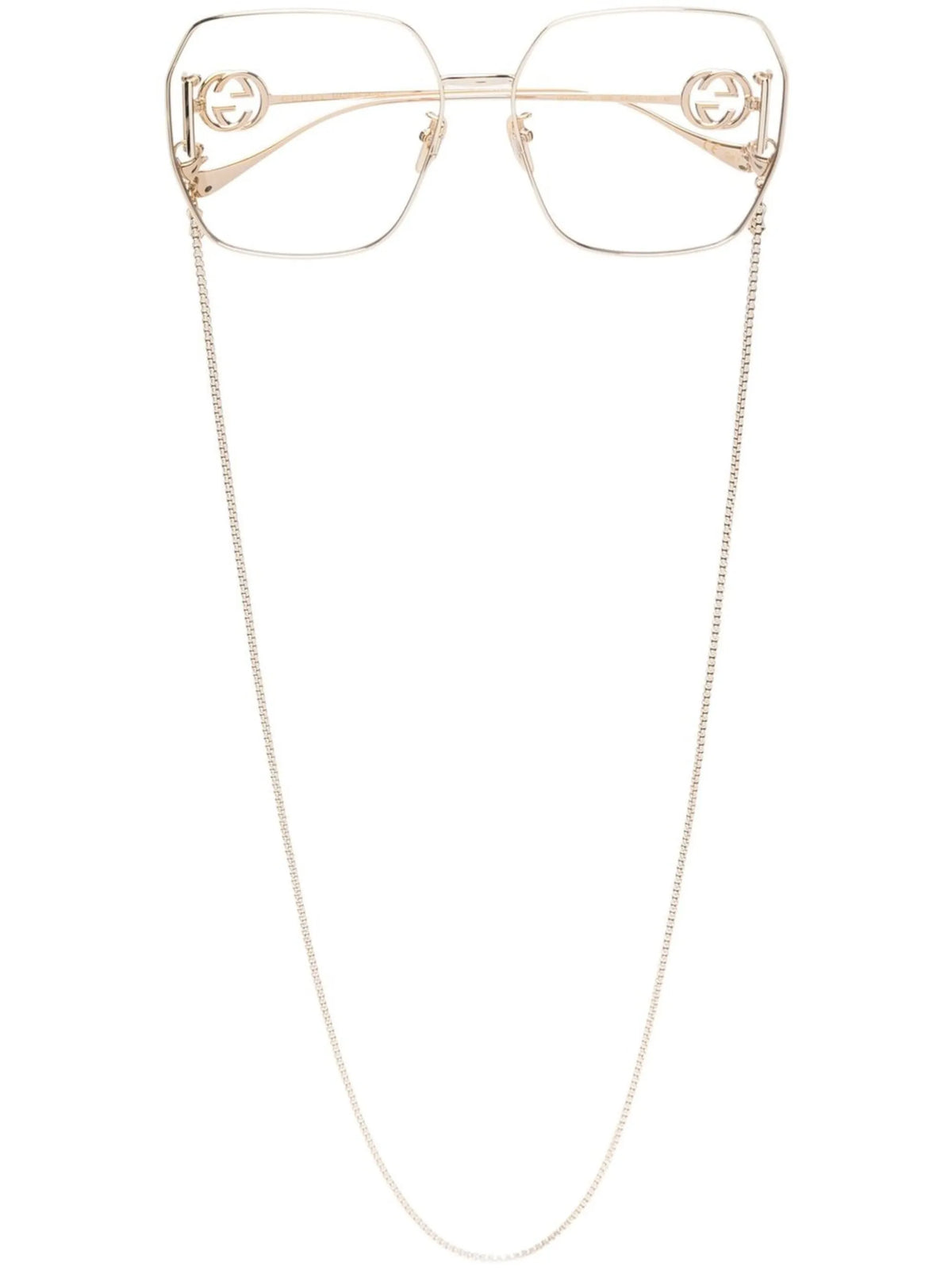 neck-chain logo-plaque sunglasses