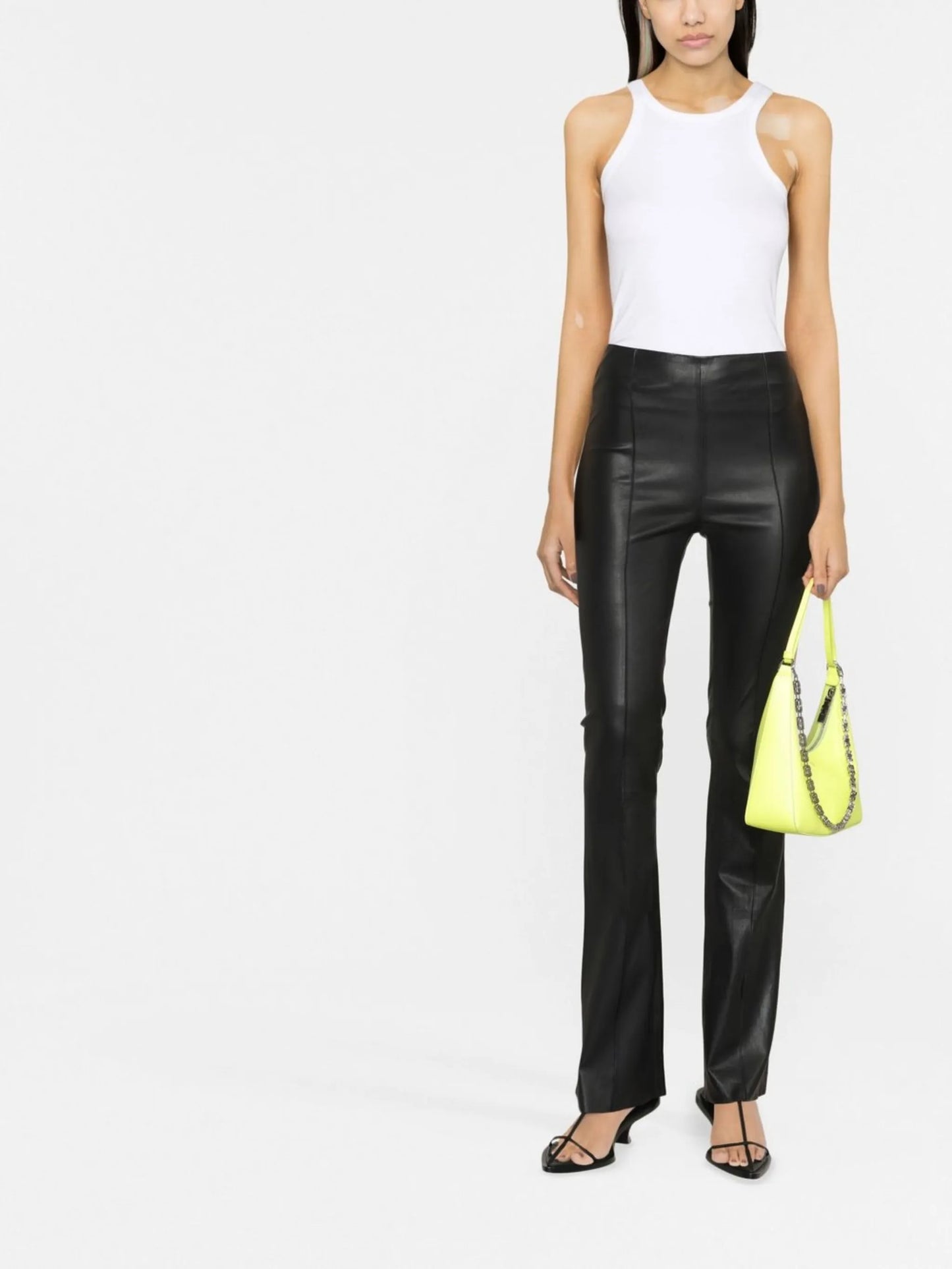 leather bootcut trousers