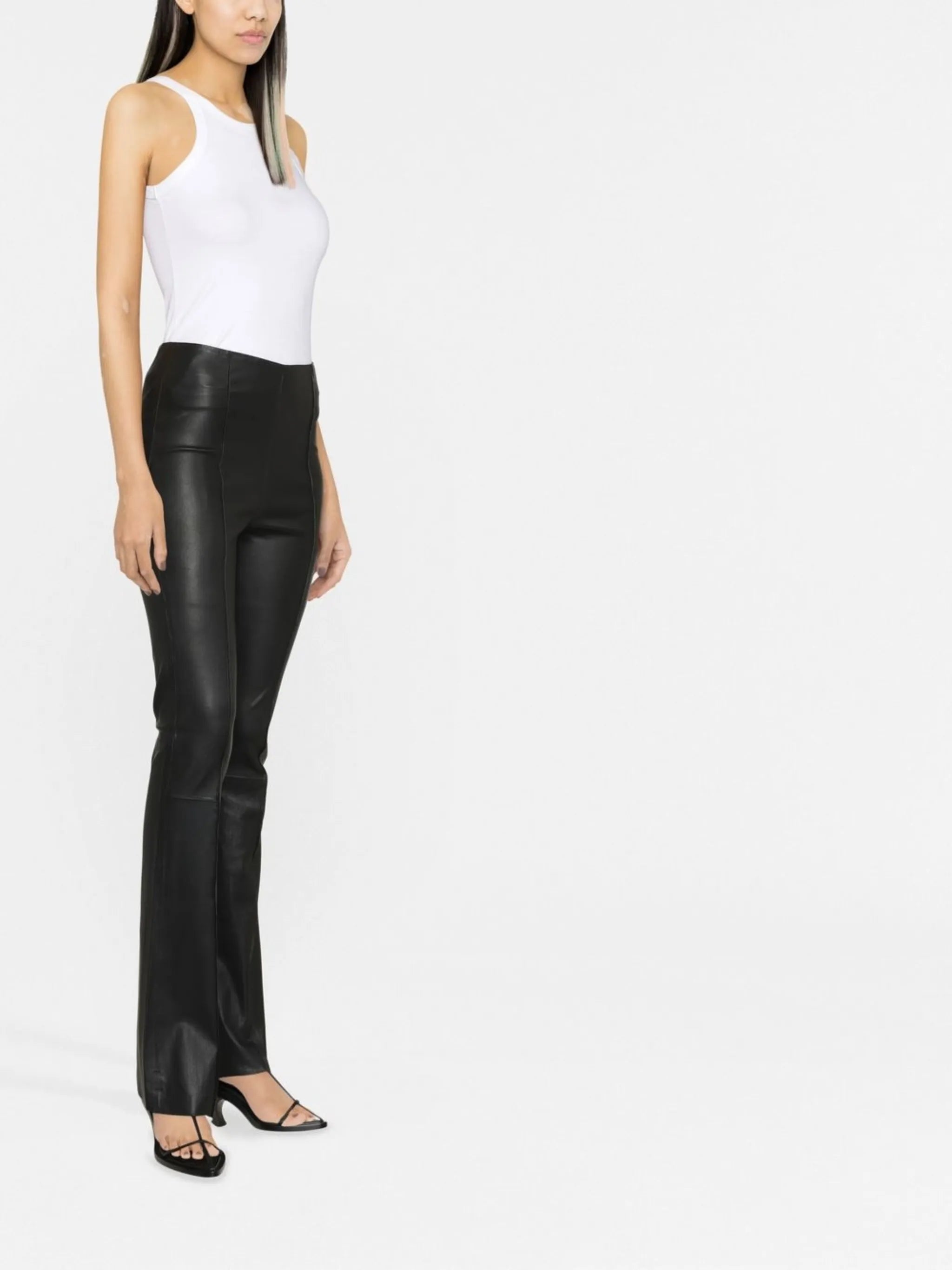 leather bootcut trousers