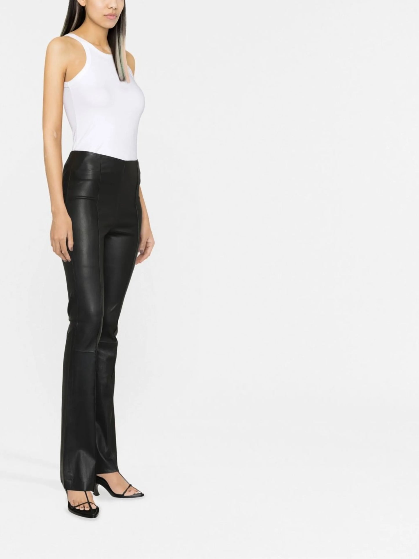 leather bootcut trousers
