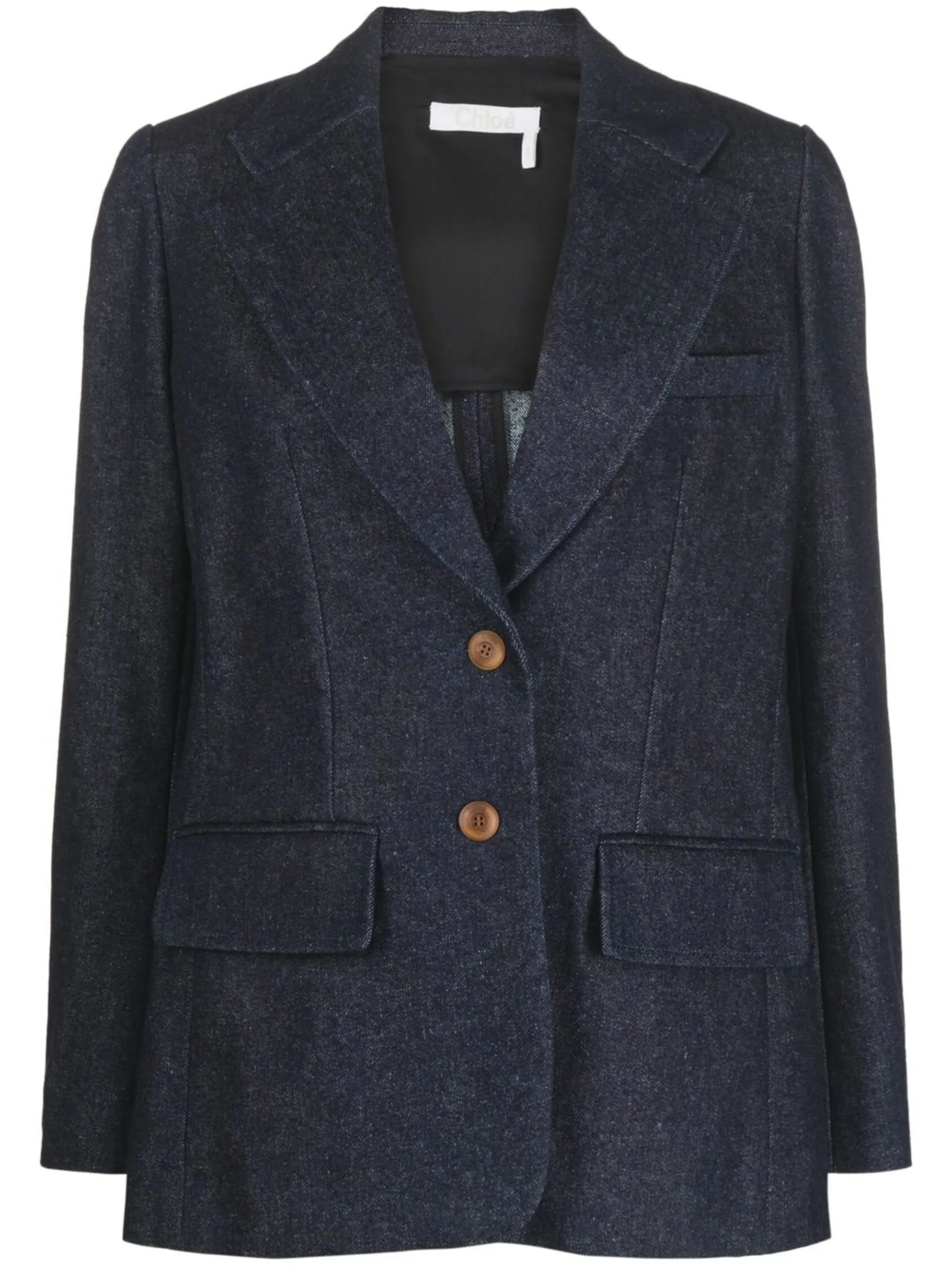 two-button denim blazer
