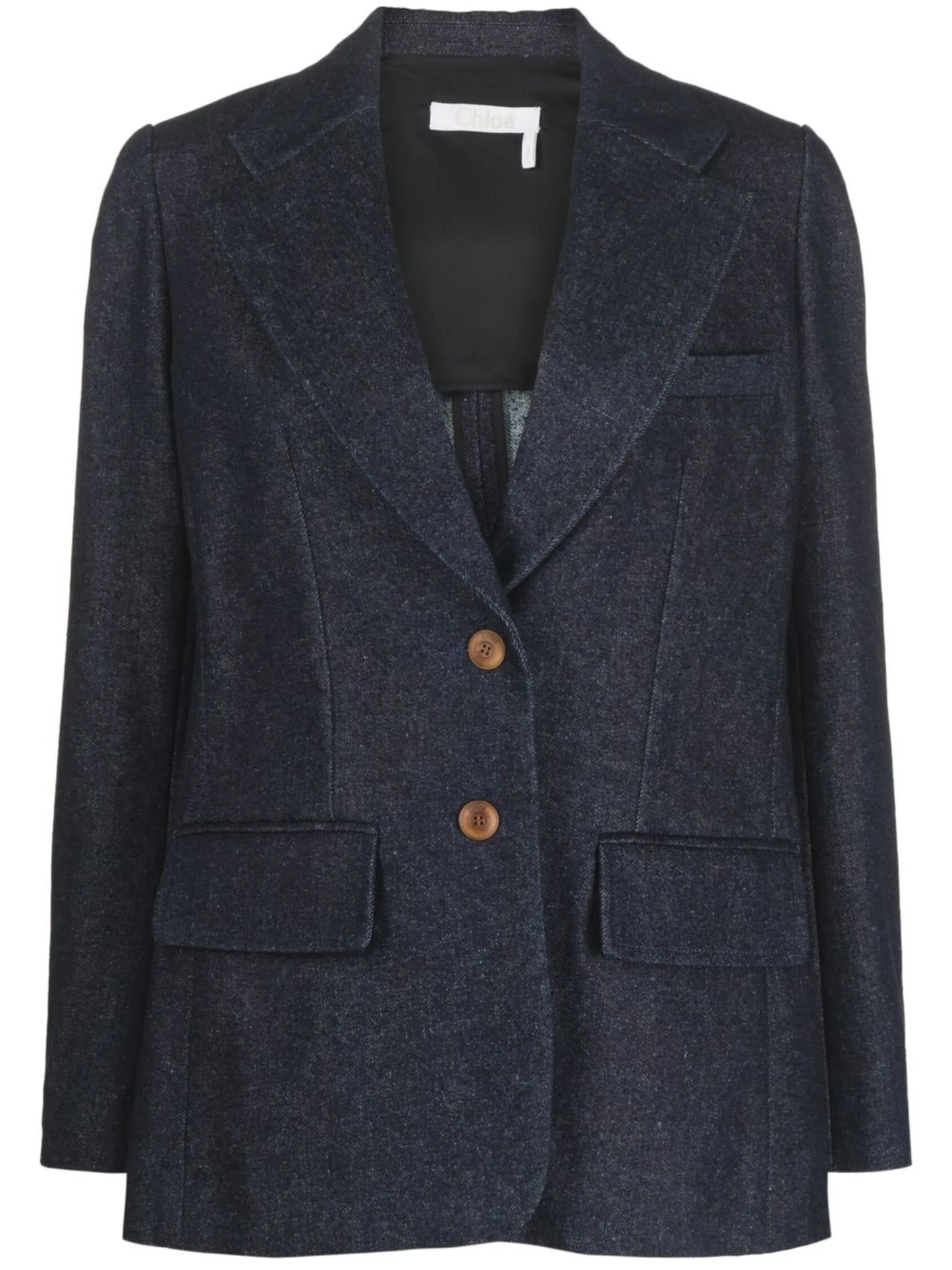 two-button denim blazer