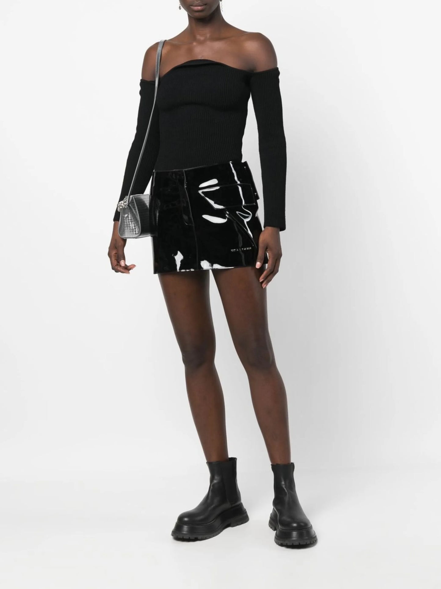 embossed-logo mini skirt