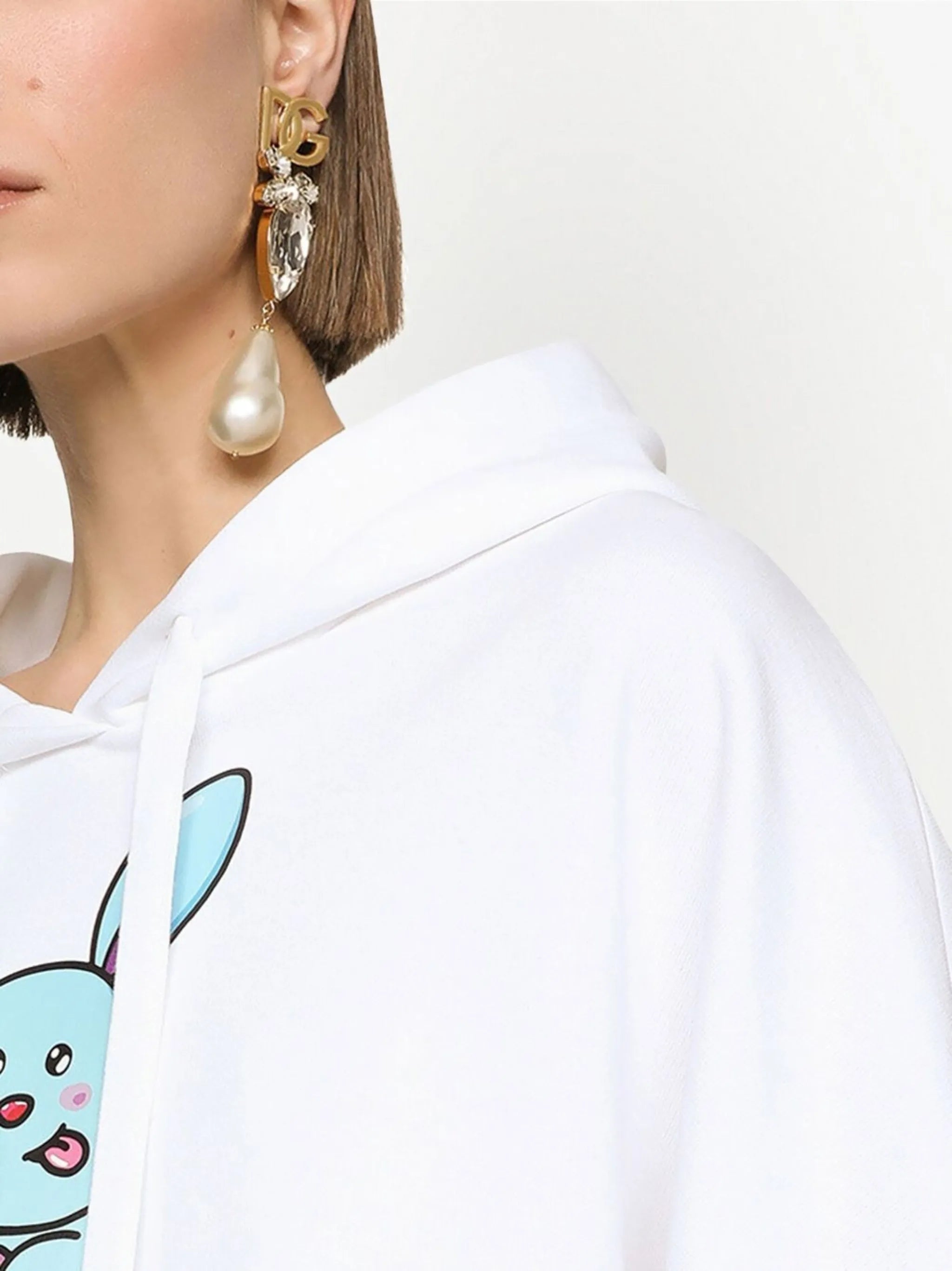 logo-lettering crystal-embellishment drop earrings