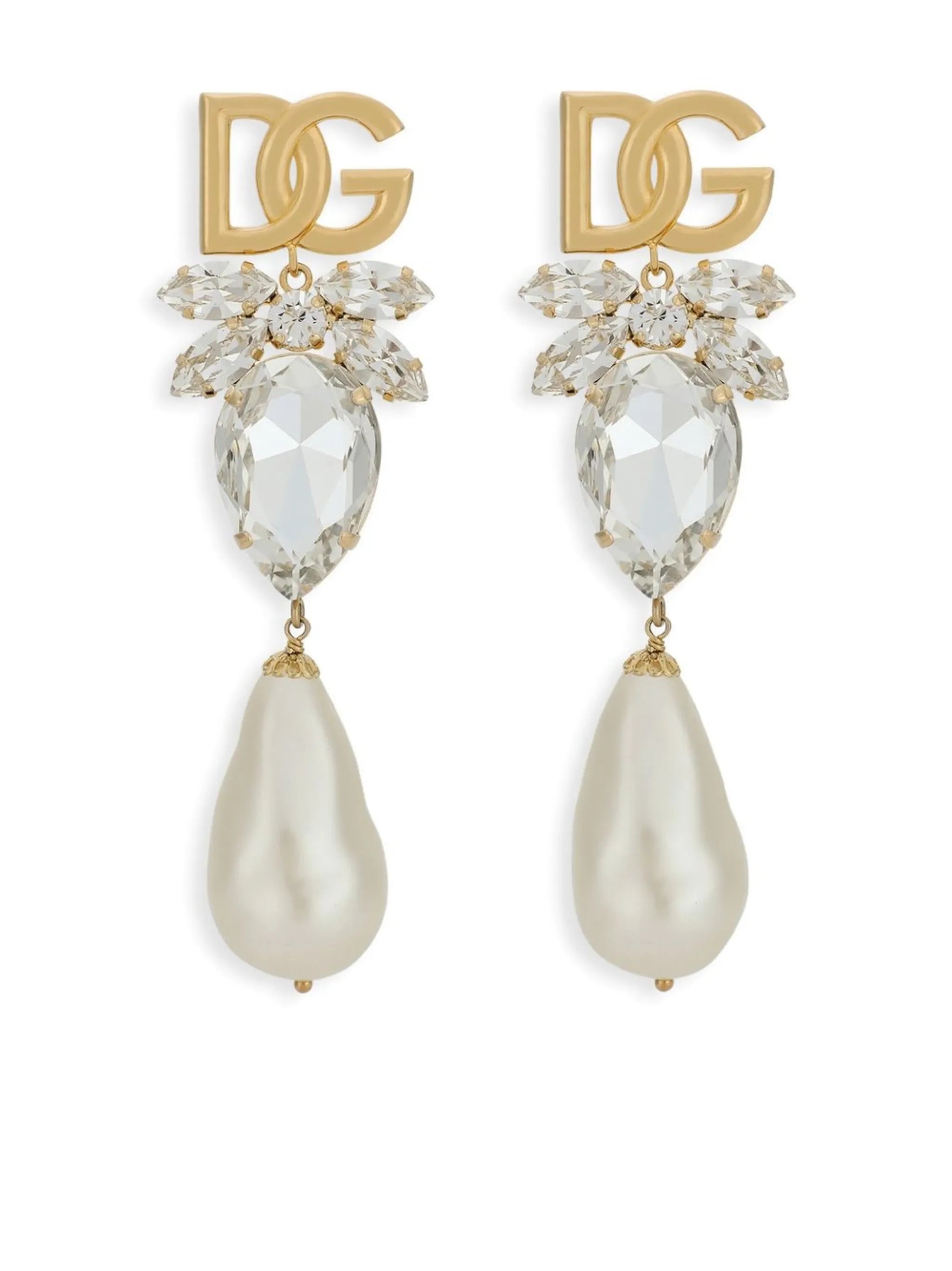 logo-lettering crystal-embellishment drop earrings