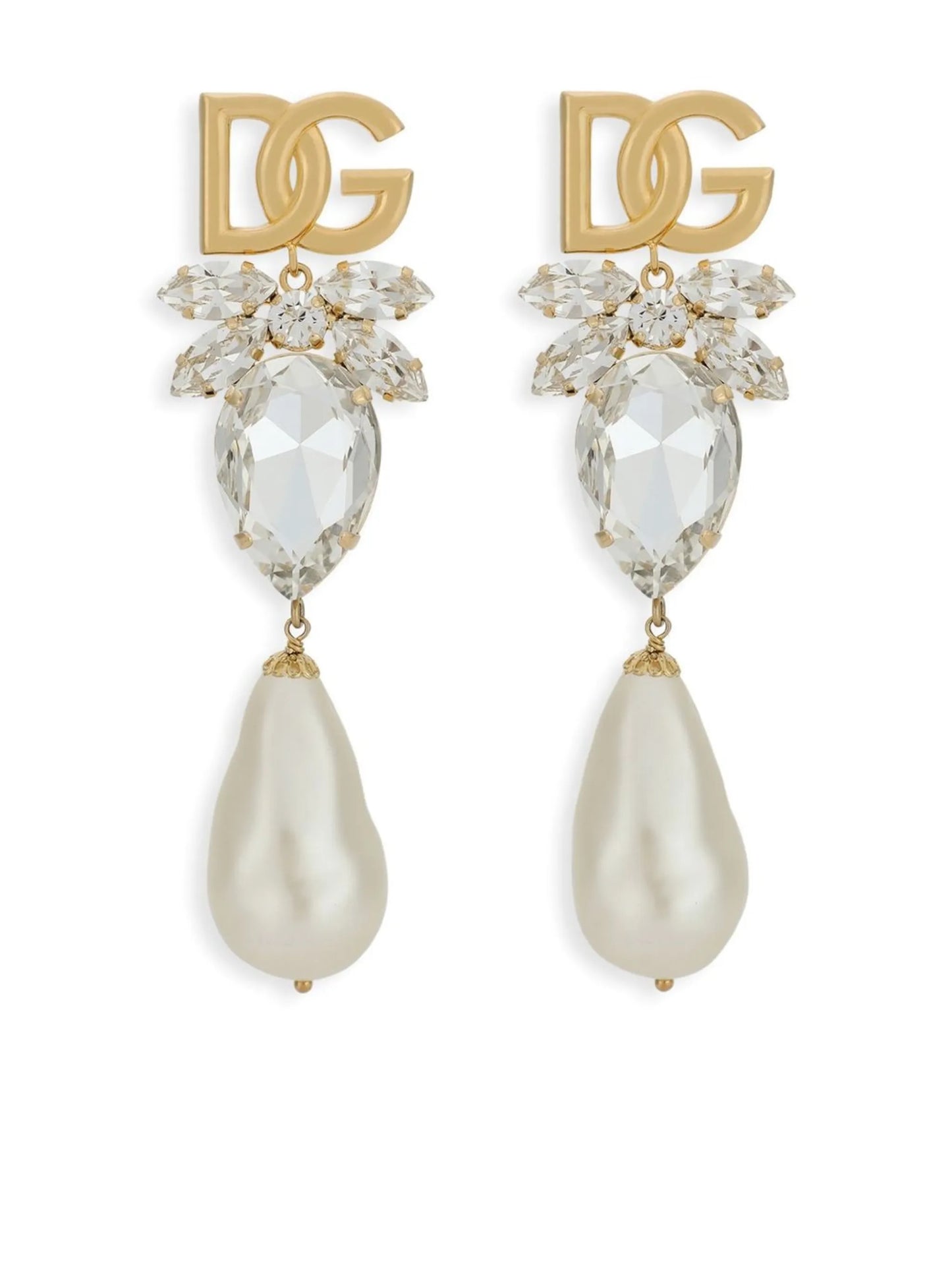 logo-lettering crystal-embellishment drop earrings