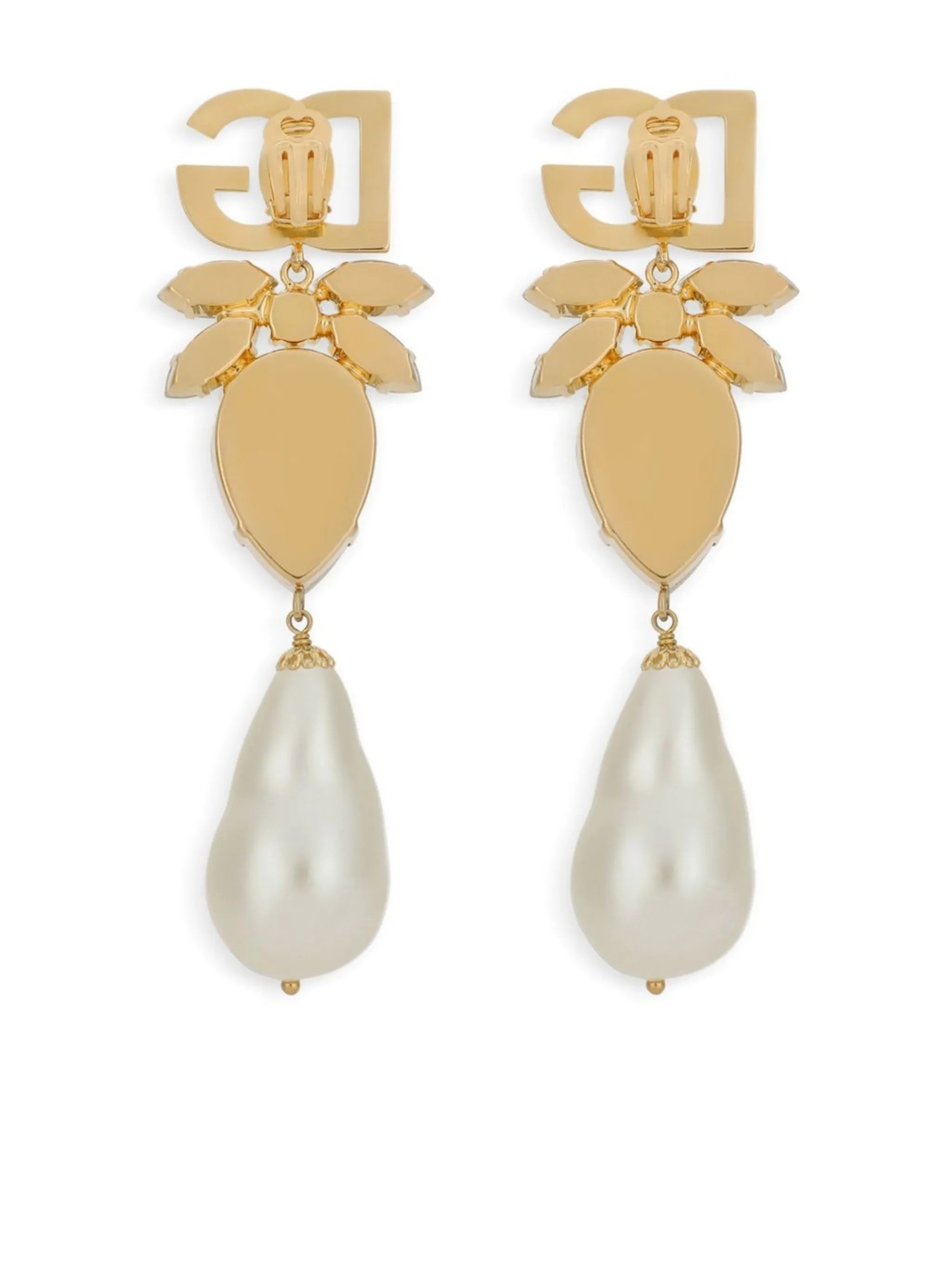 logo-lettering crystal-embellishment drop earrings