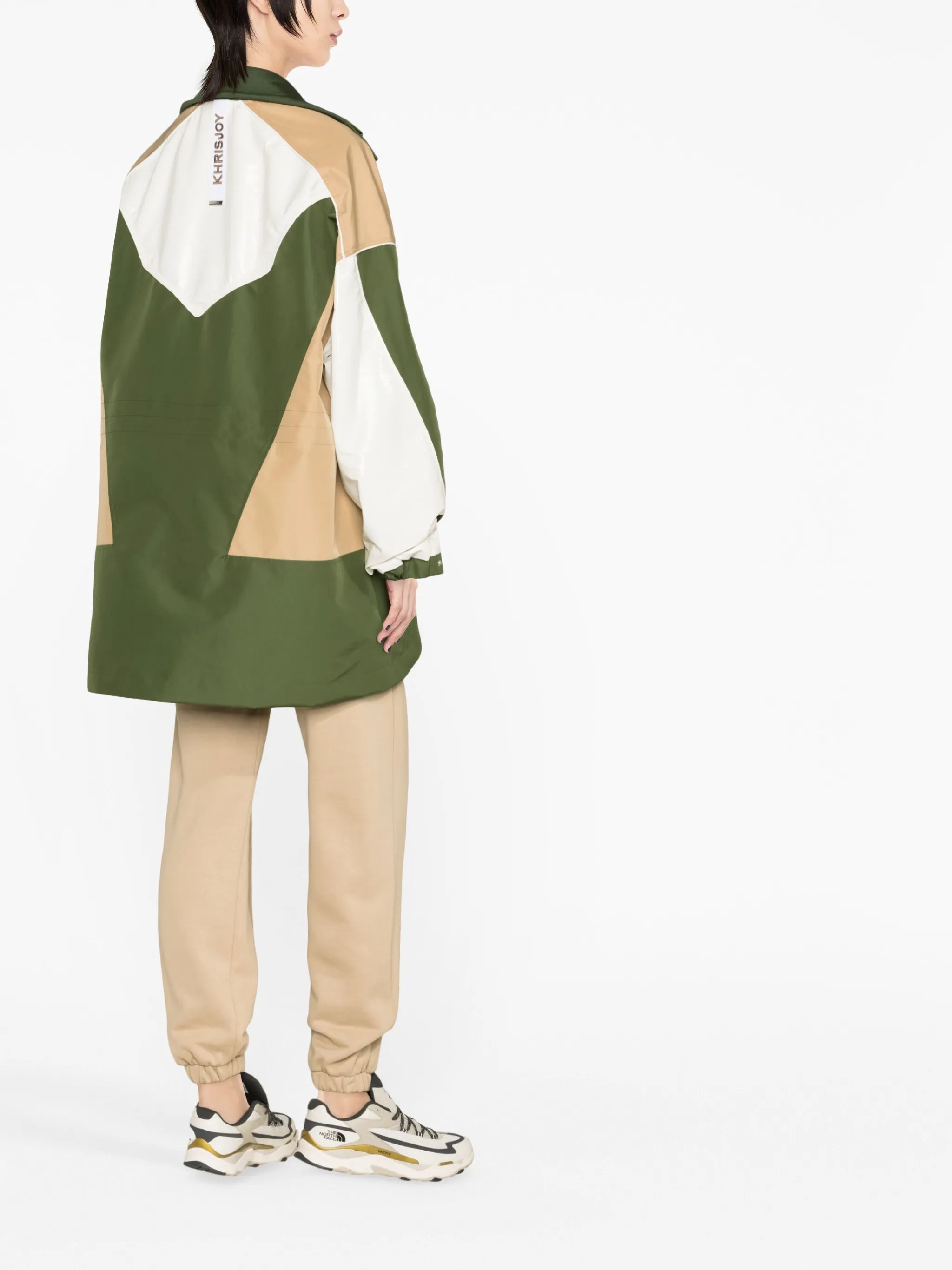 colourblock gathered rain jacket