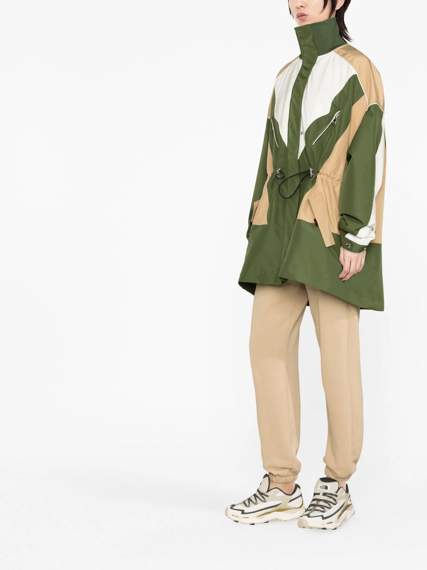 colourblock gathered rain jacket