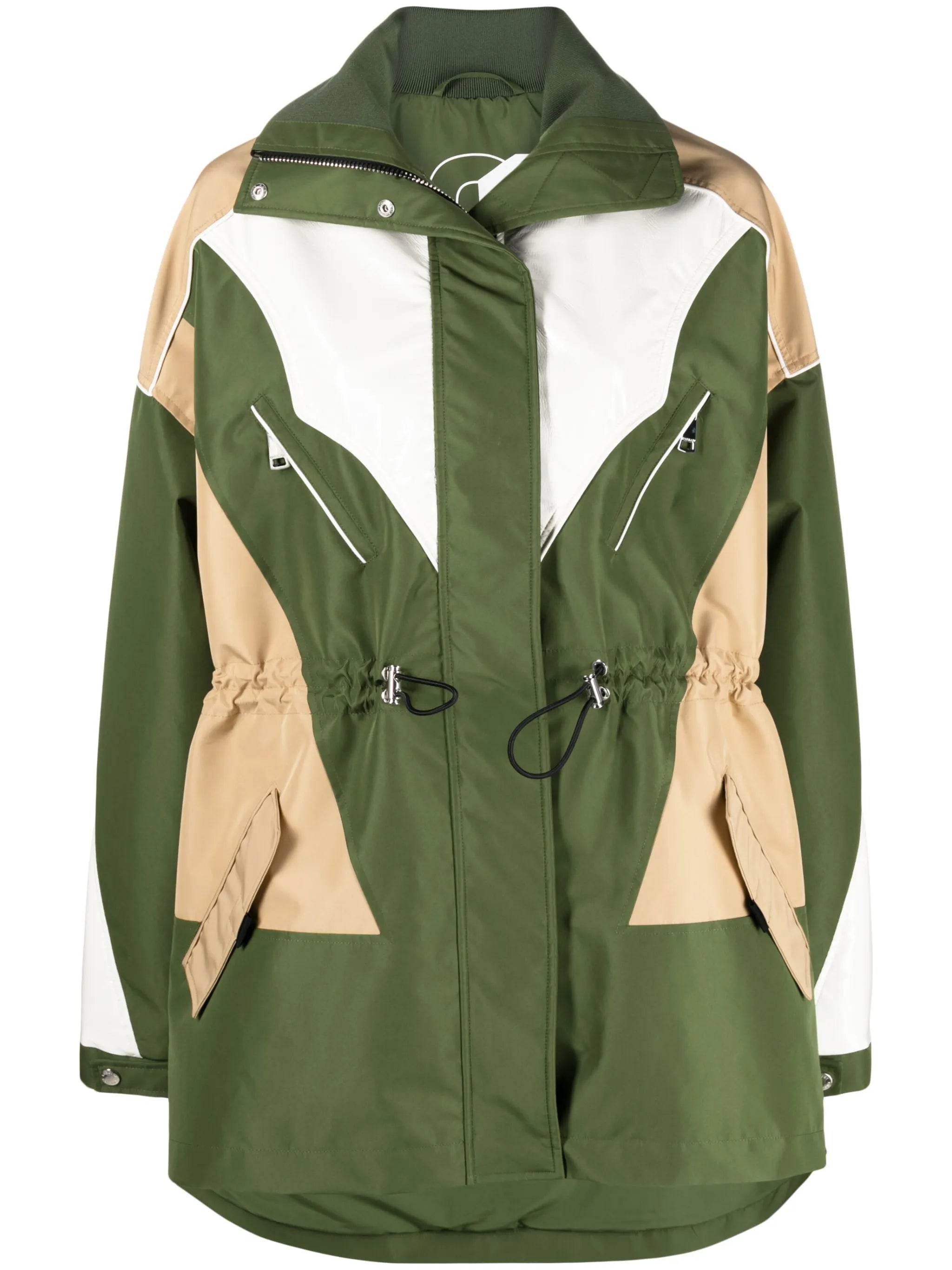 colourblock gathered rain jacket