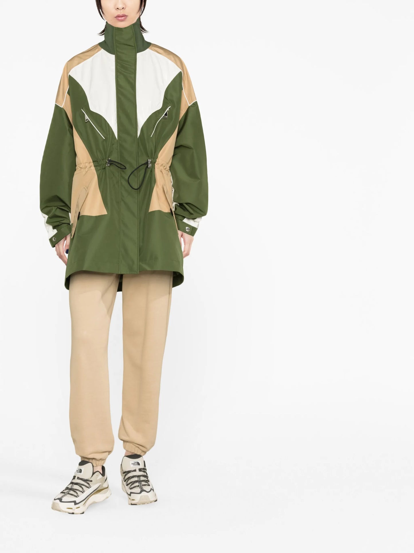 colourblock gathered rain jacket