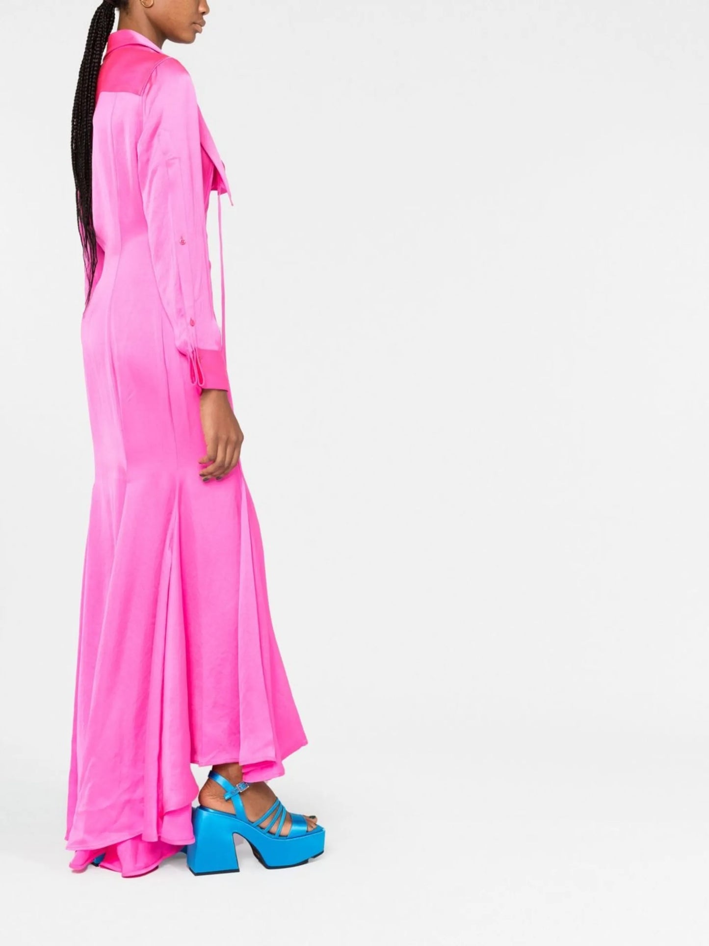 plunge-style flared maxi dress