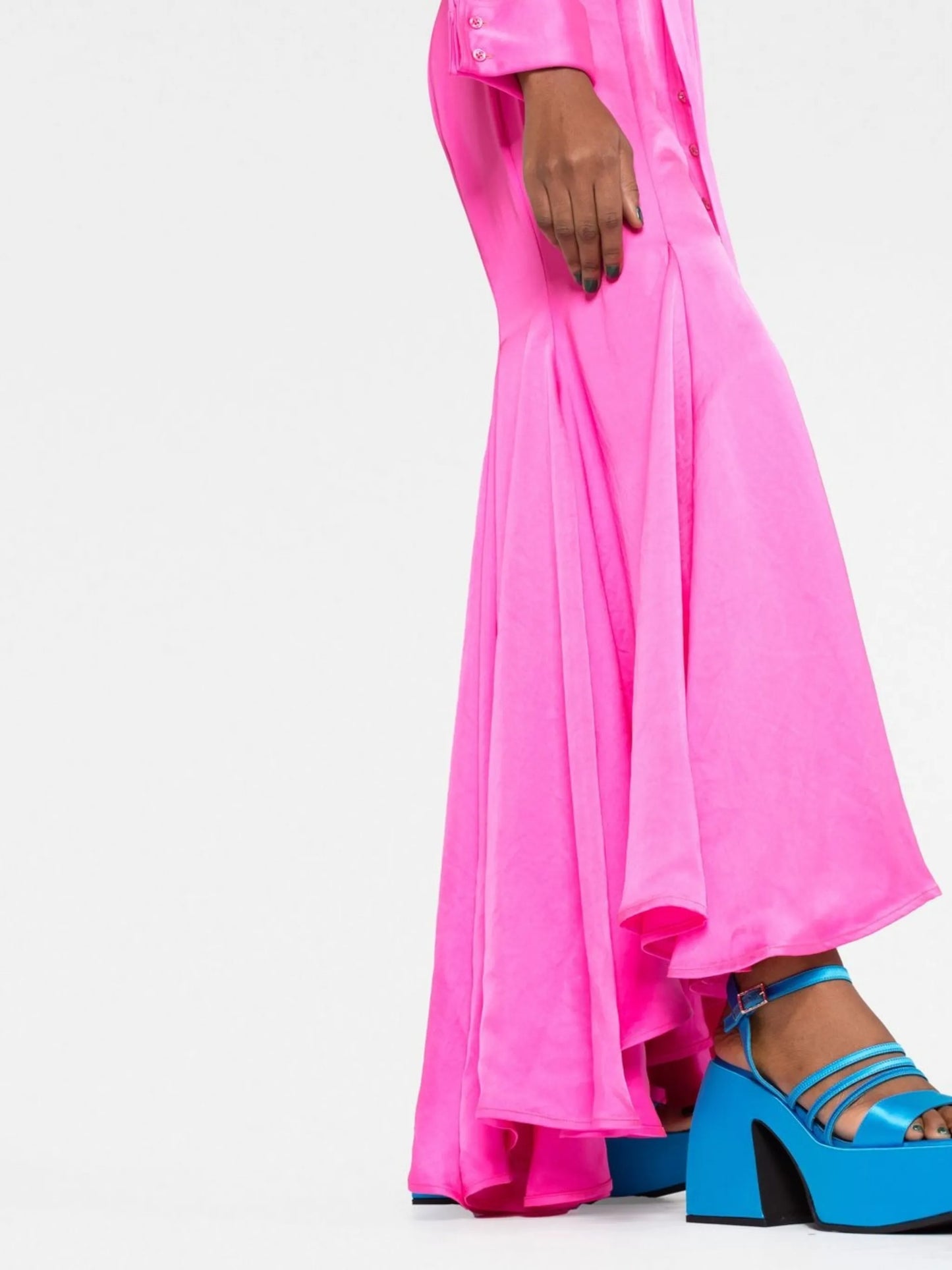 plunge-style flared maxi dress
