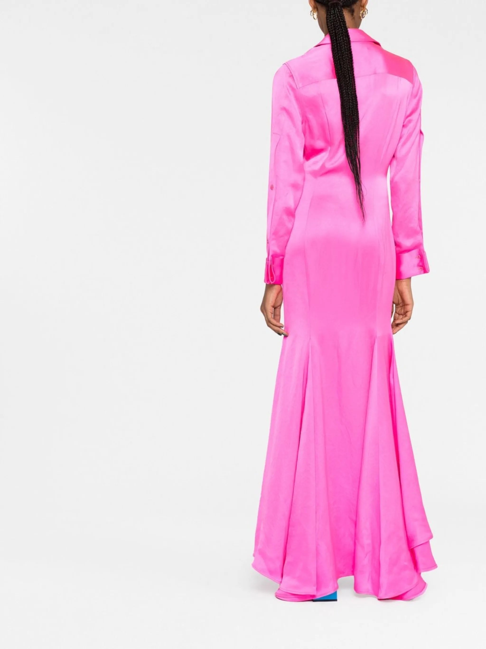 plunge-style flared maxi dress