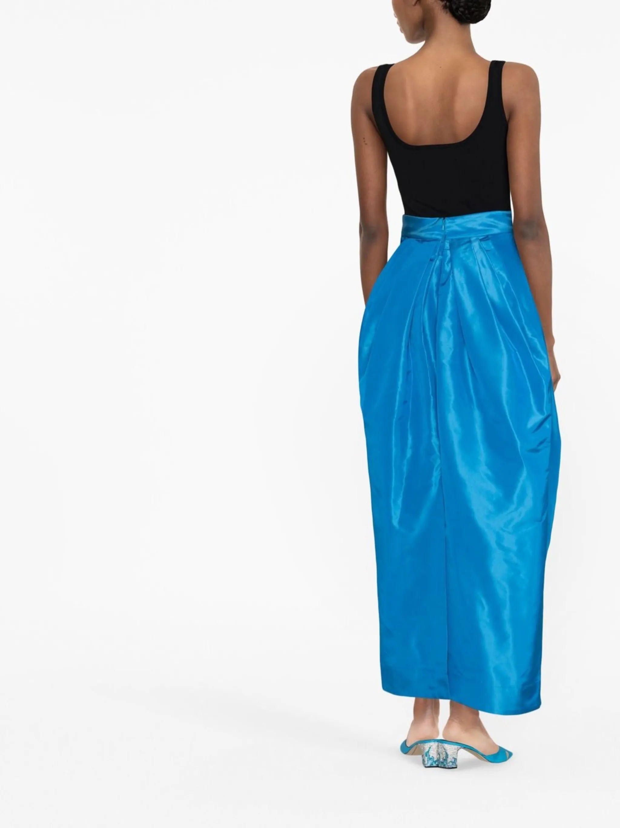 floor-length silk skirt