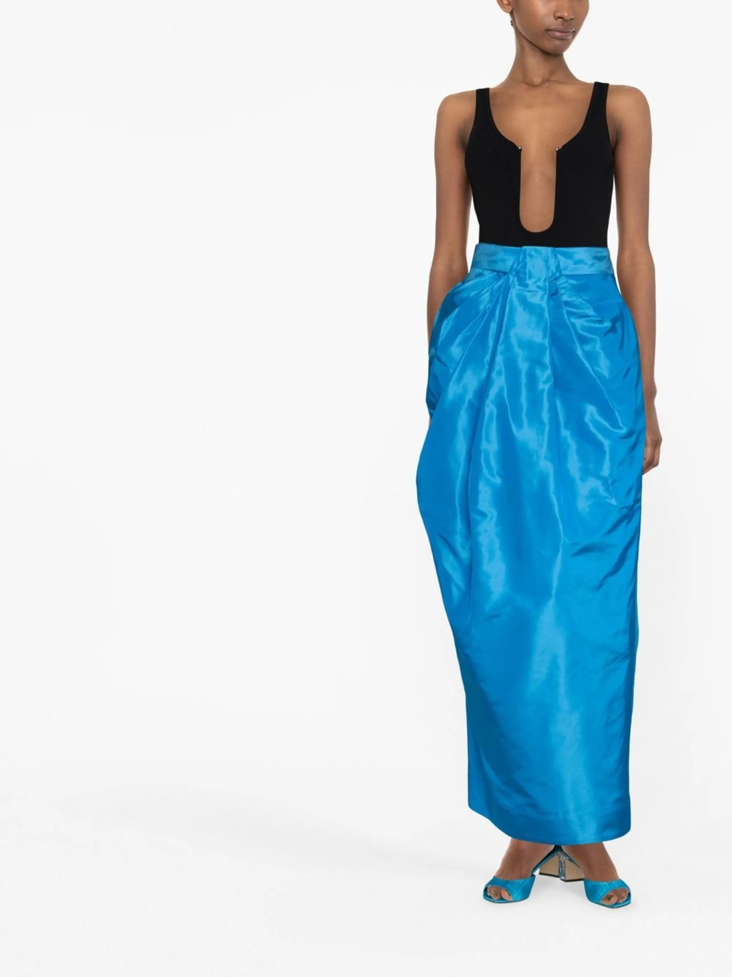 floor-length silk skirt