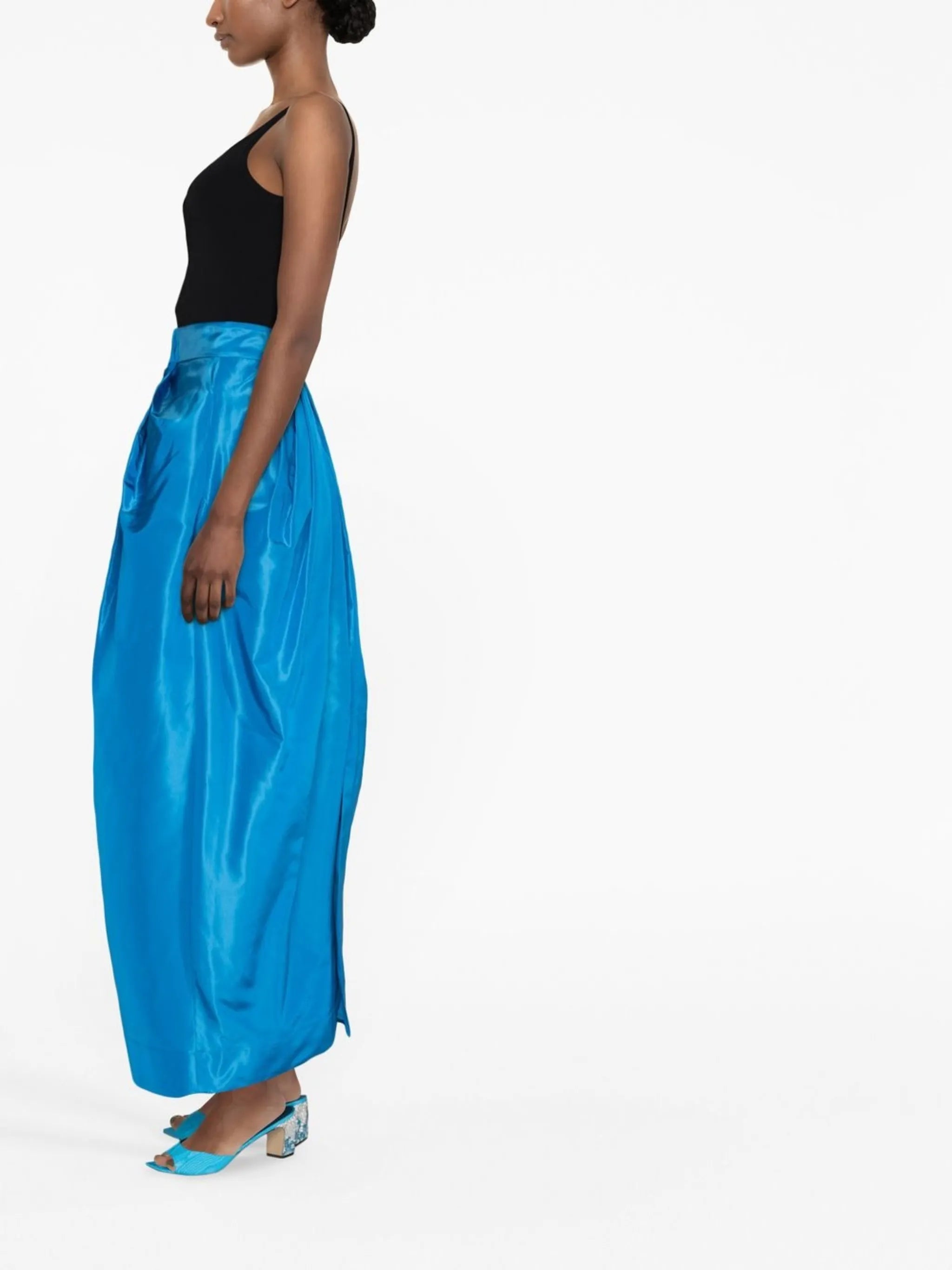 floor-length silk skirt