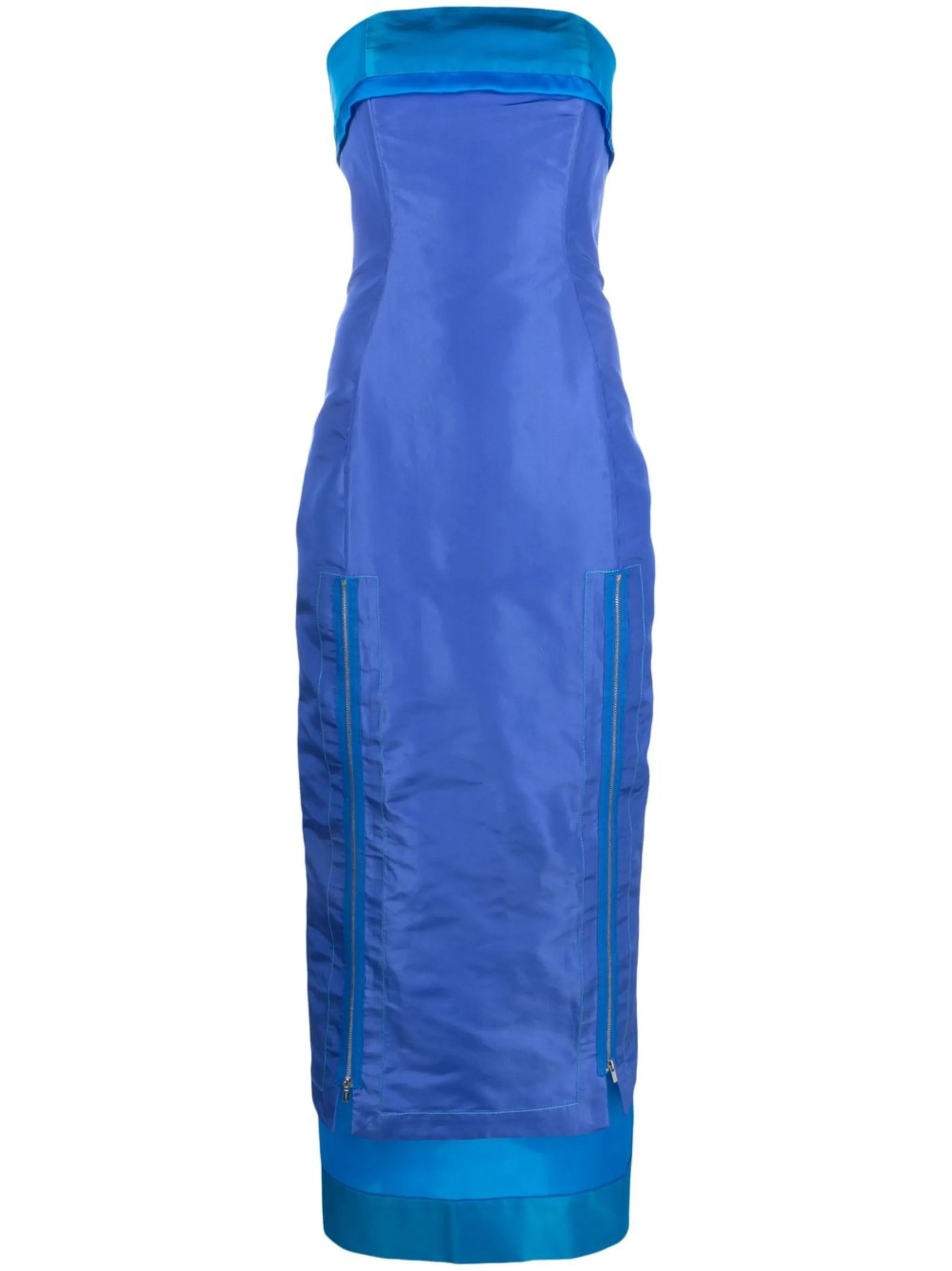 zip-detail strapless maxi dress