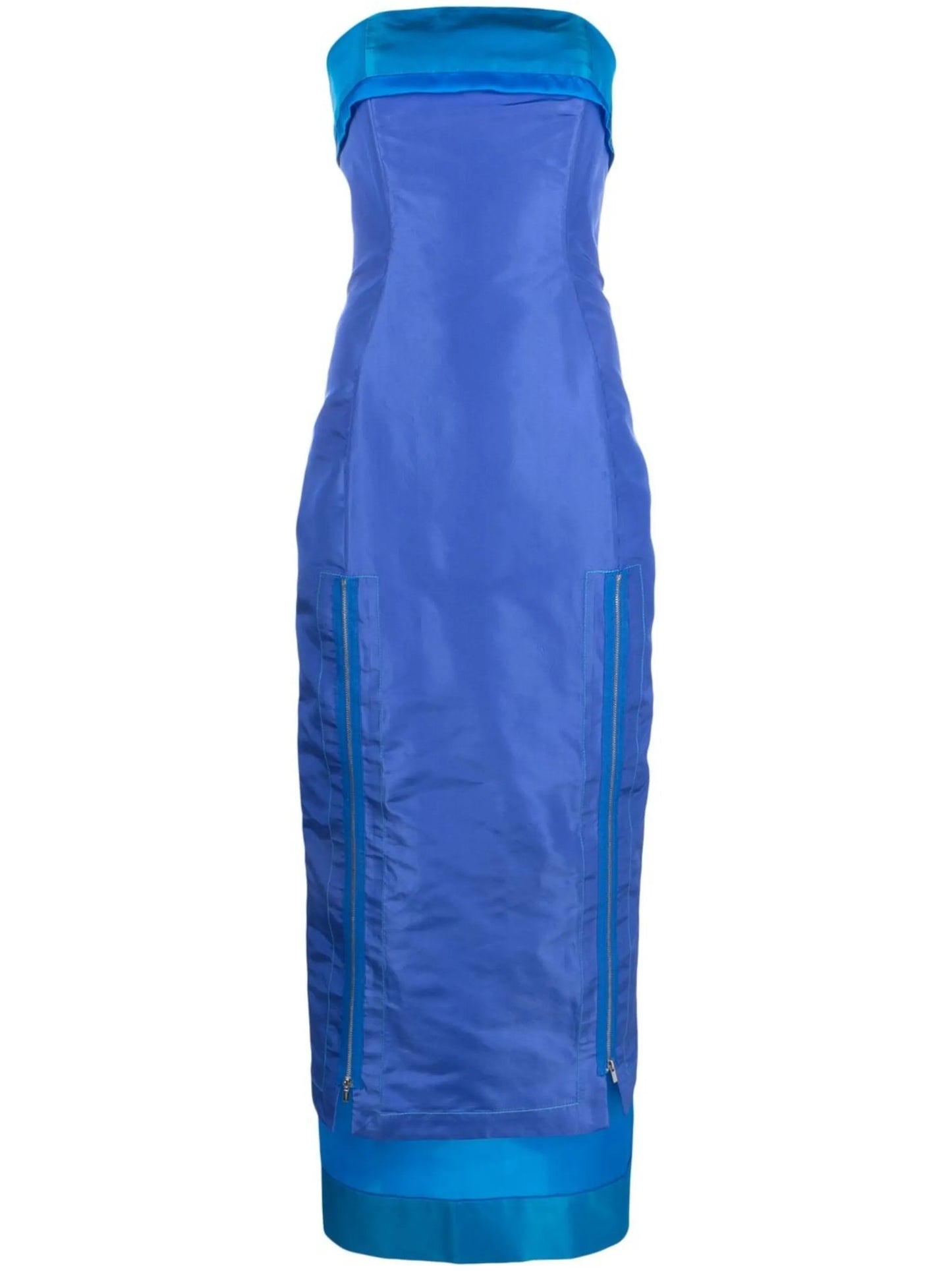zip-detail strapless maxi dress