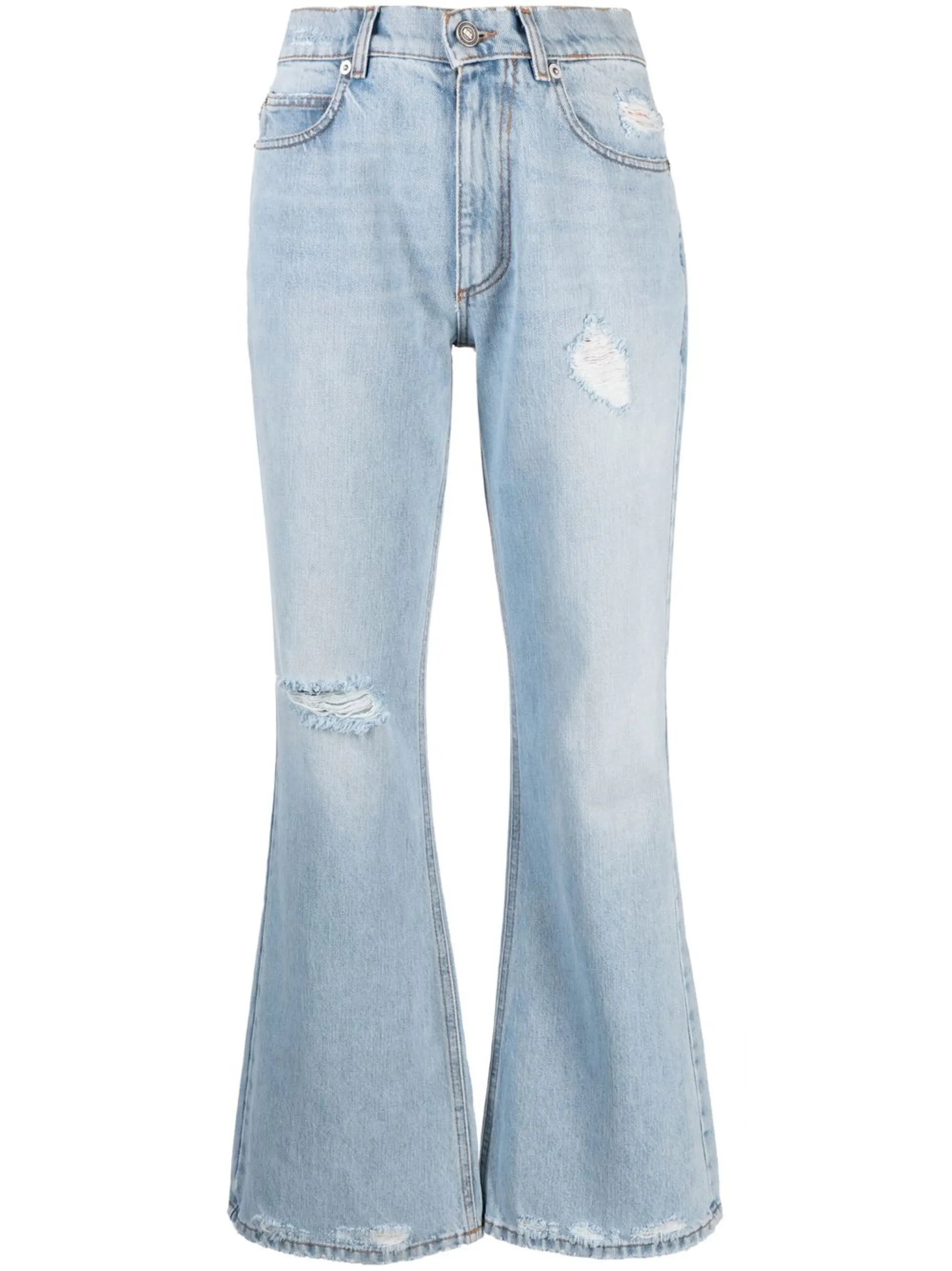 distressed-effect flared jeans