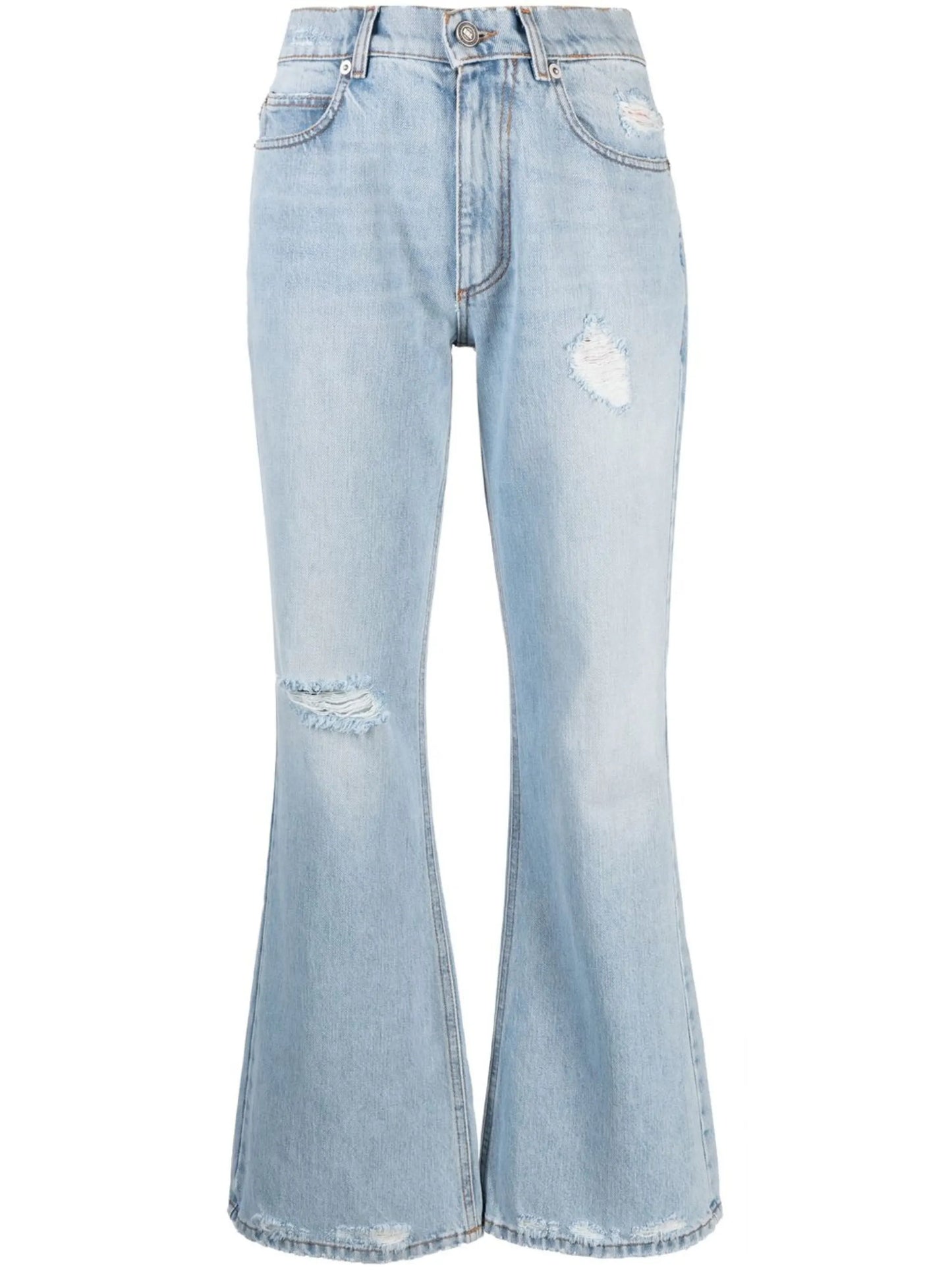 distressed-effect flared jeans