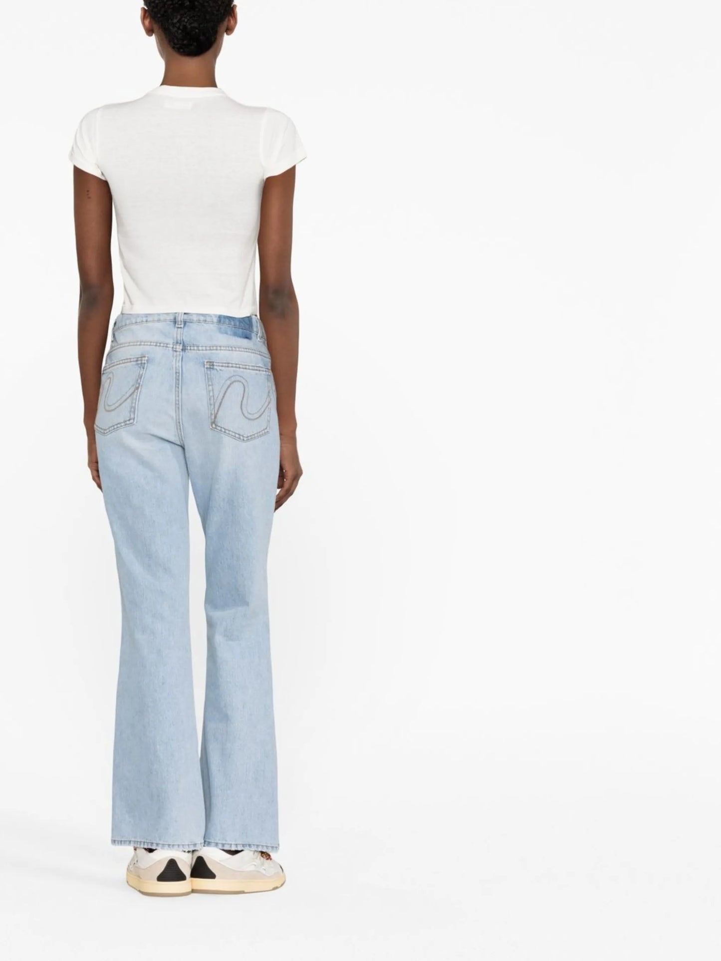 distressed-effect flared jeans