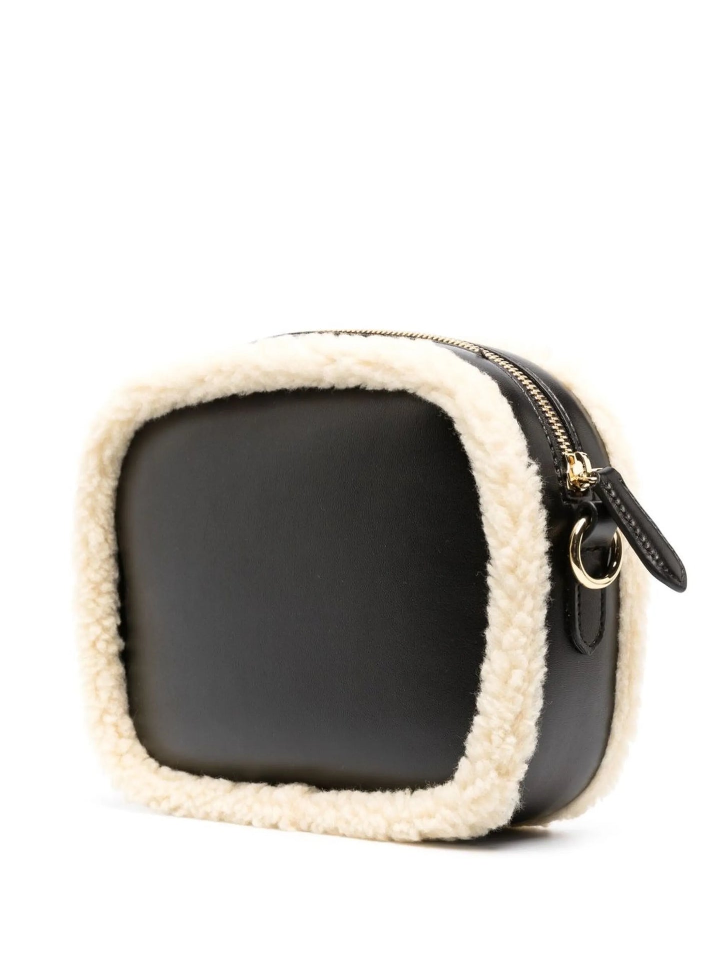 logo shearling-trim crossbody bag