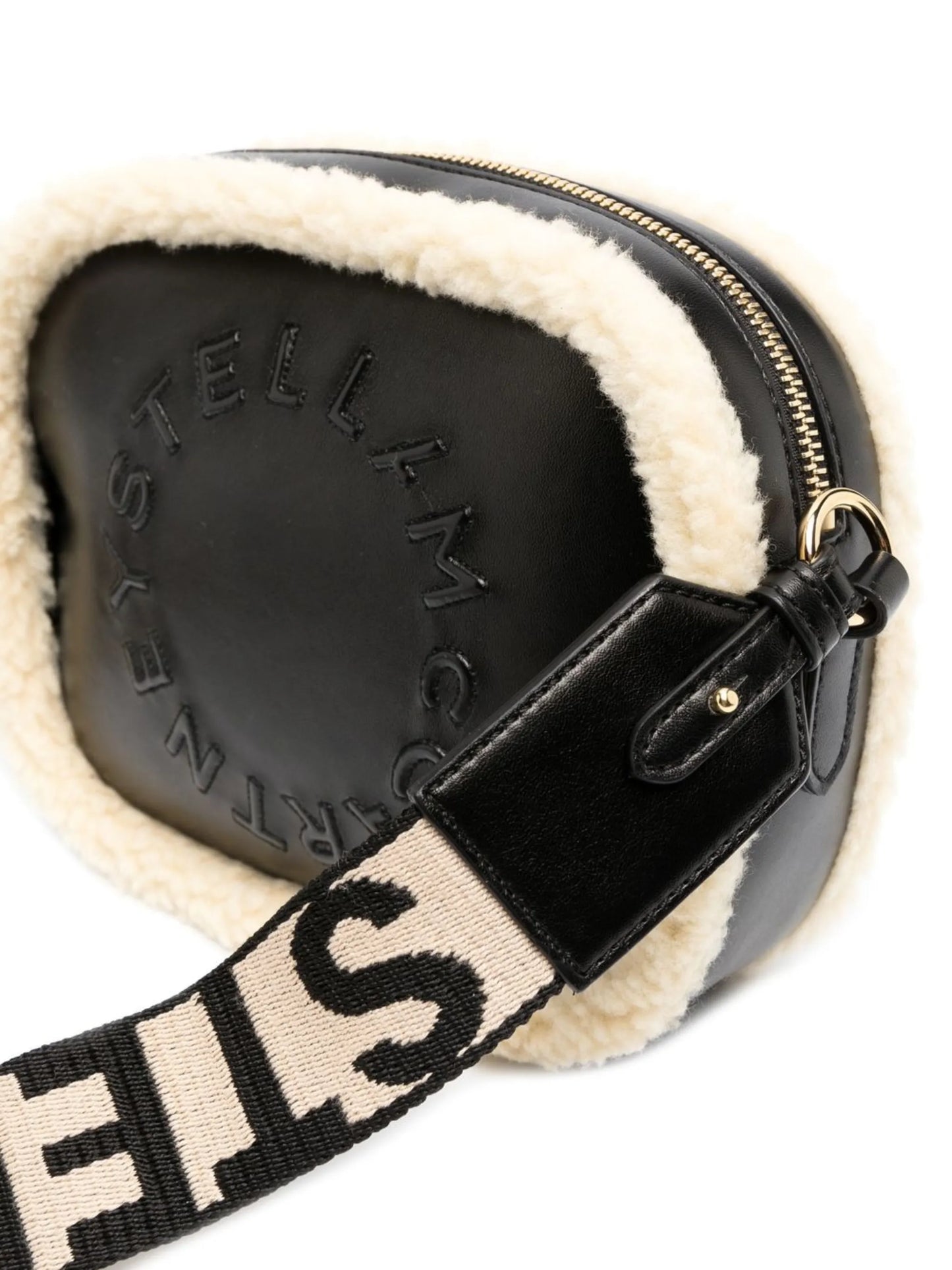 logo shearling-trim crossbody bag