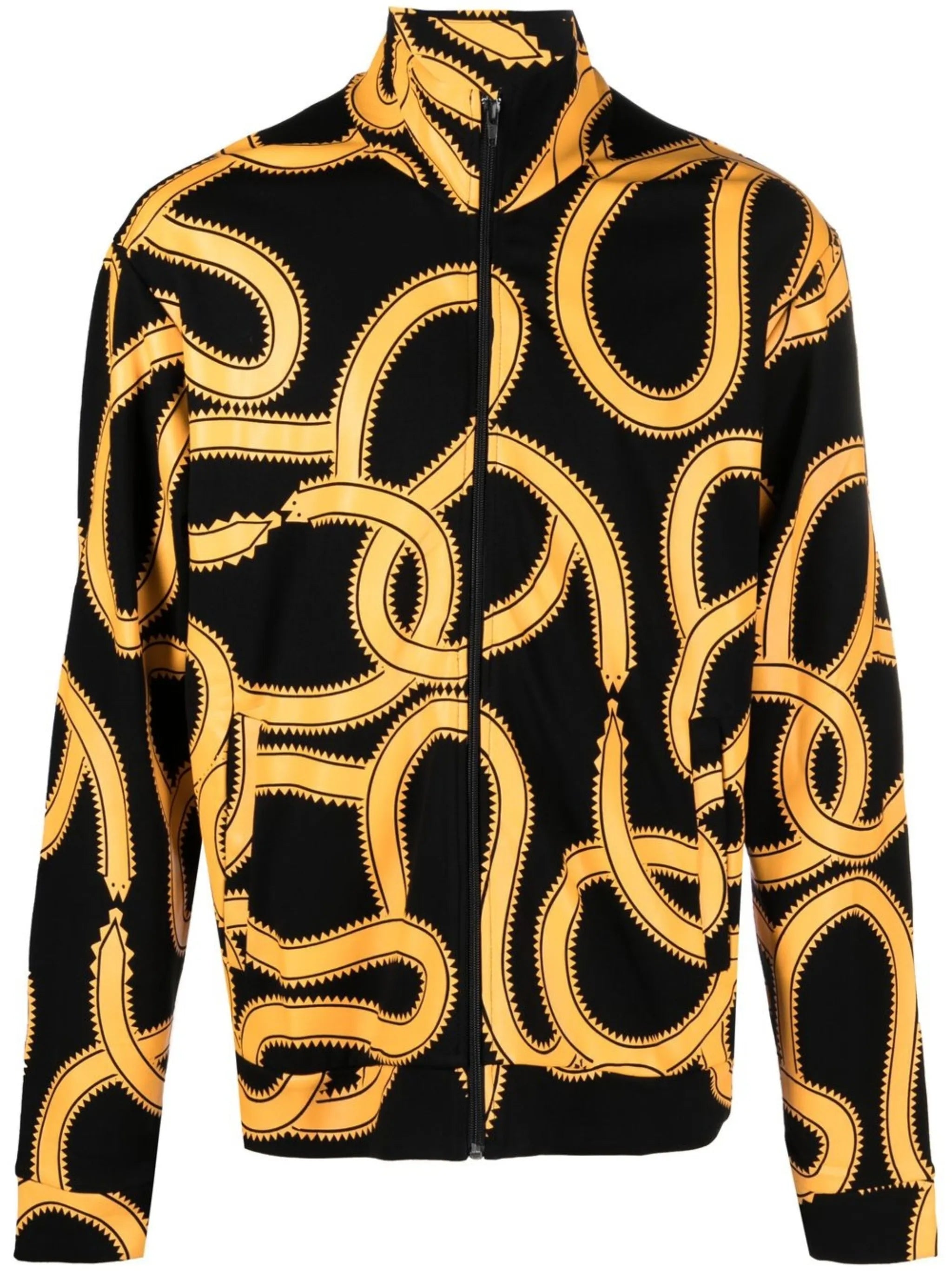 snake-print zip-up jacket