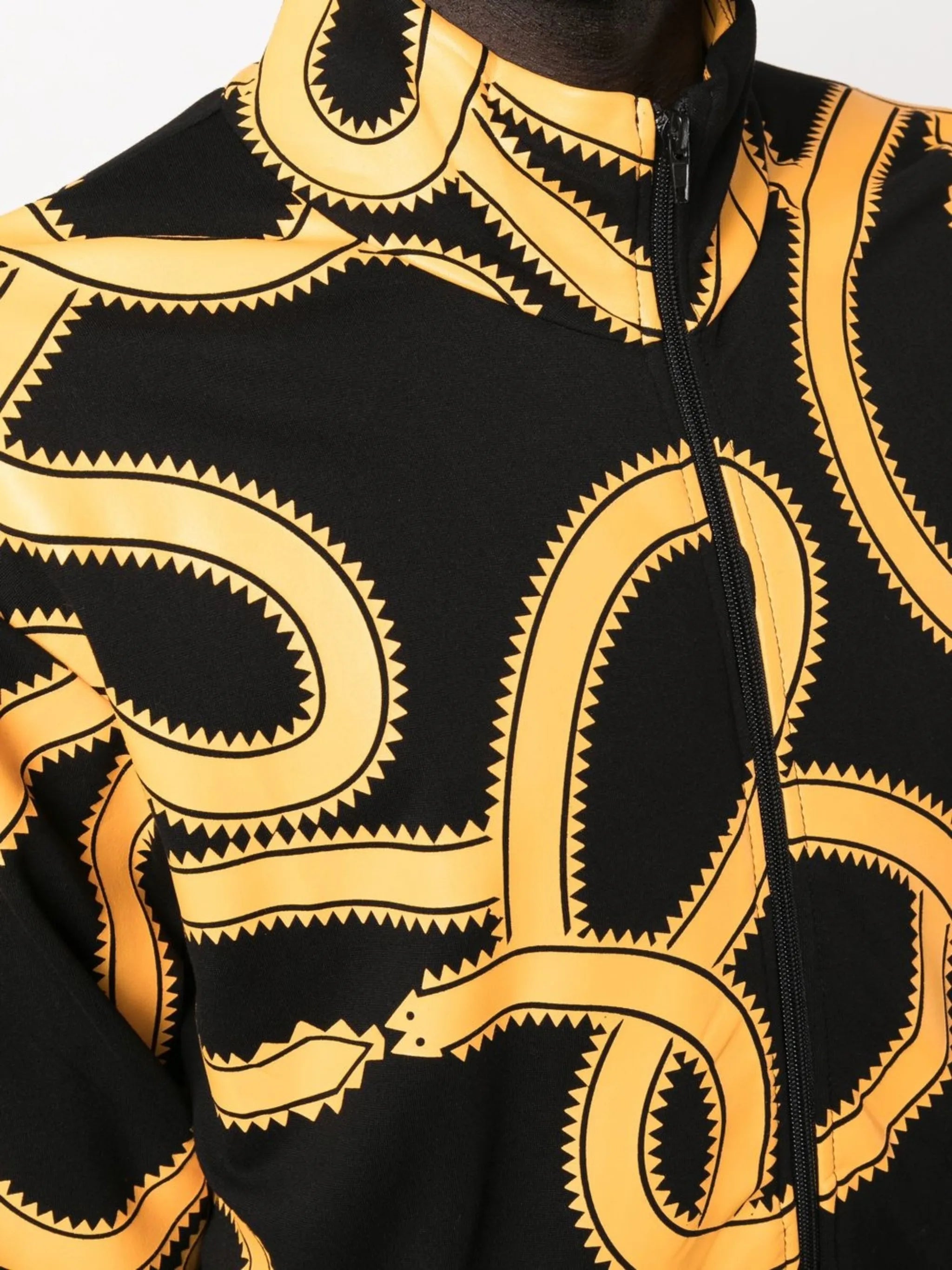 snake-print zip-up jacket