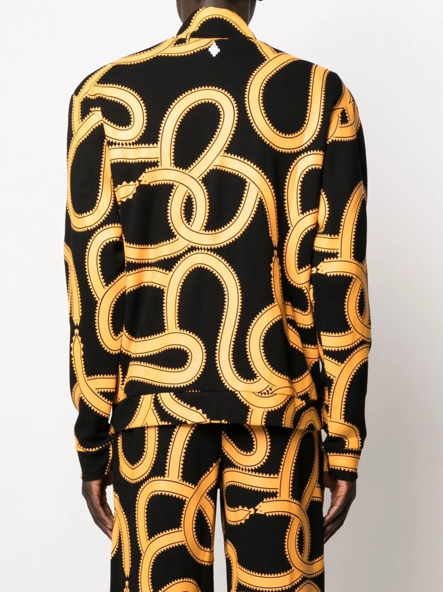 snake-print zip-up jacket