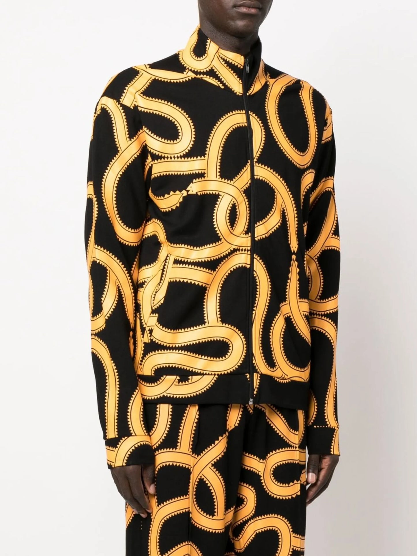 snake-print zip-up jacket