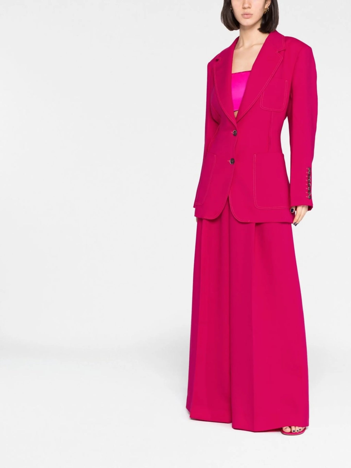 ruched-detail single-breasted blazer
