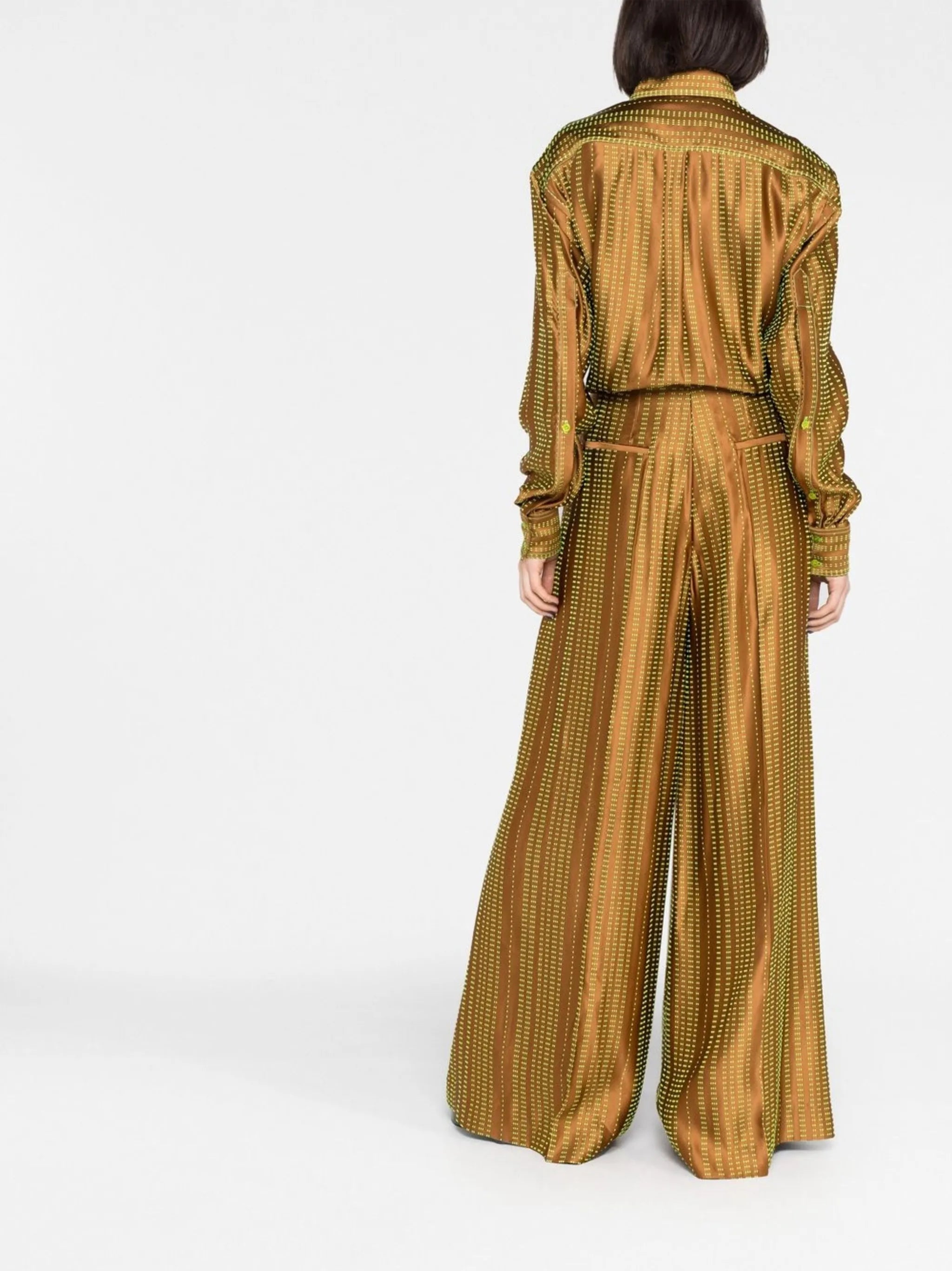 embroidered satin wide-leg trousers