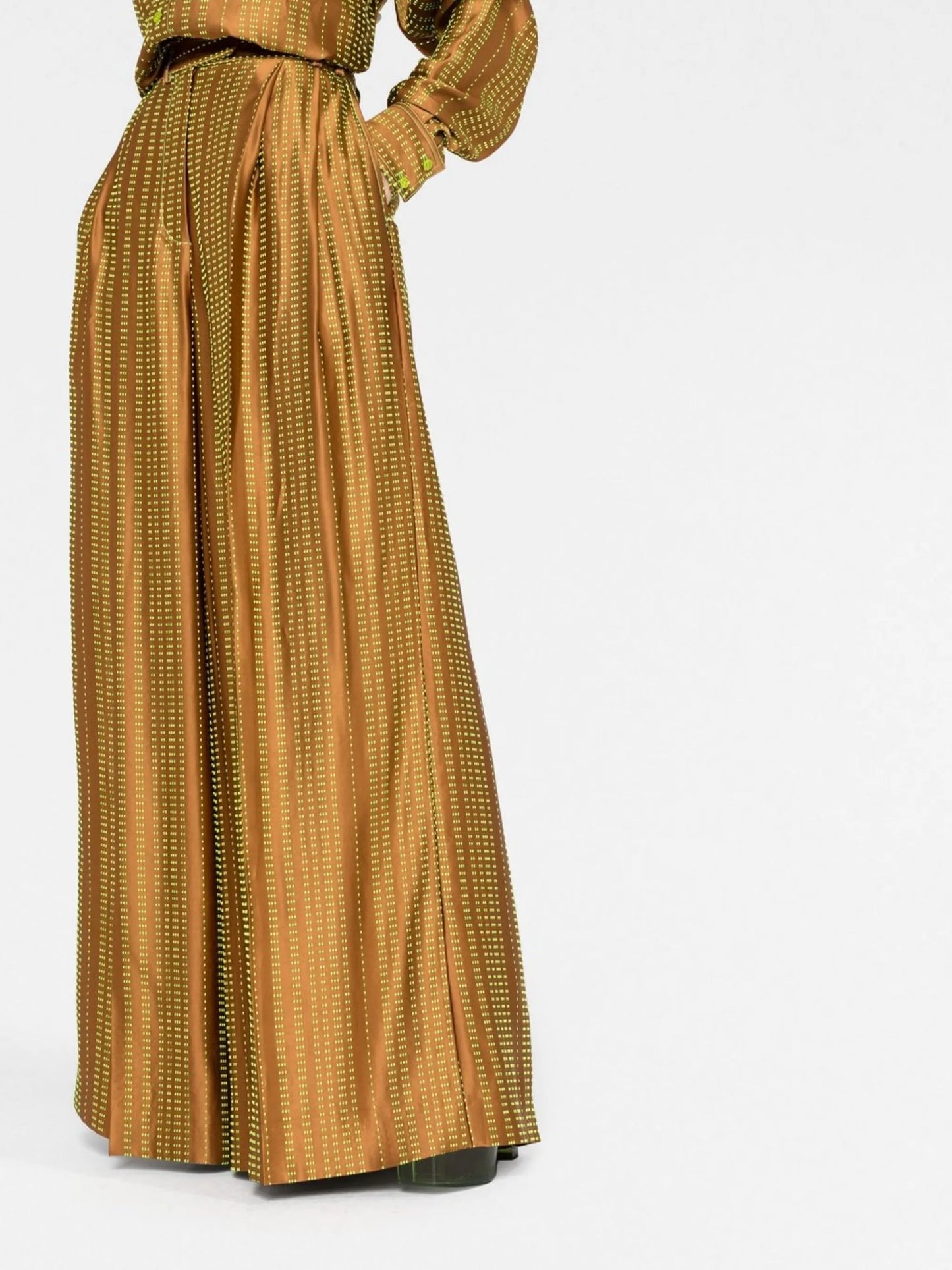 embroidered satin wide-leg trousers