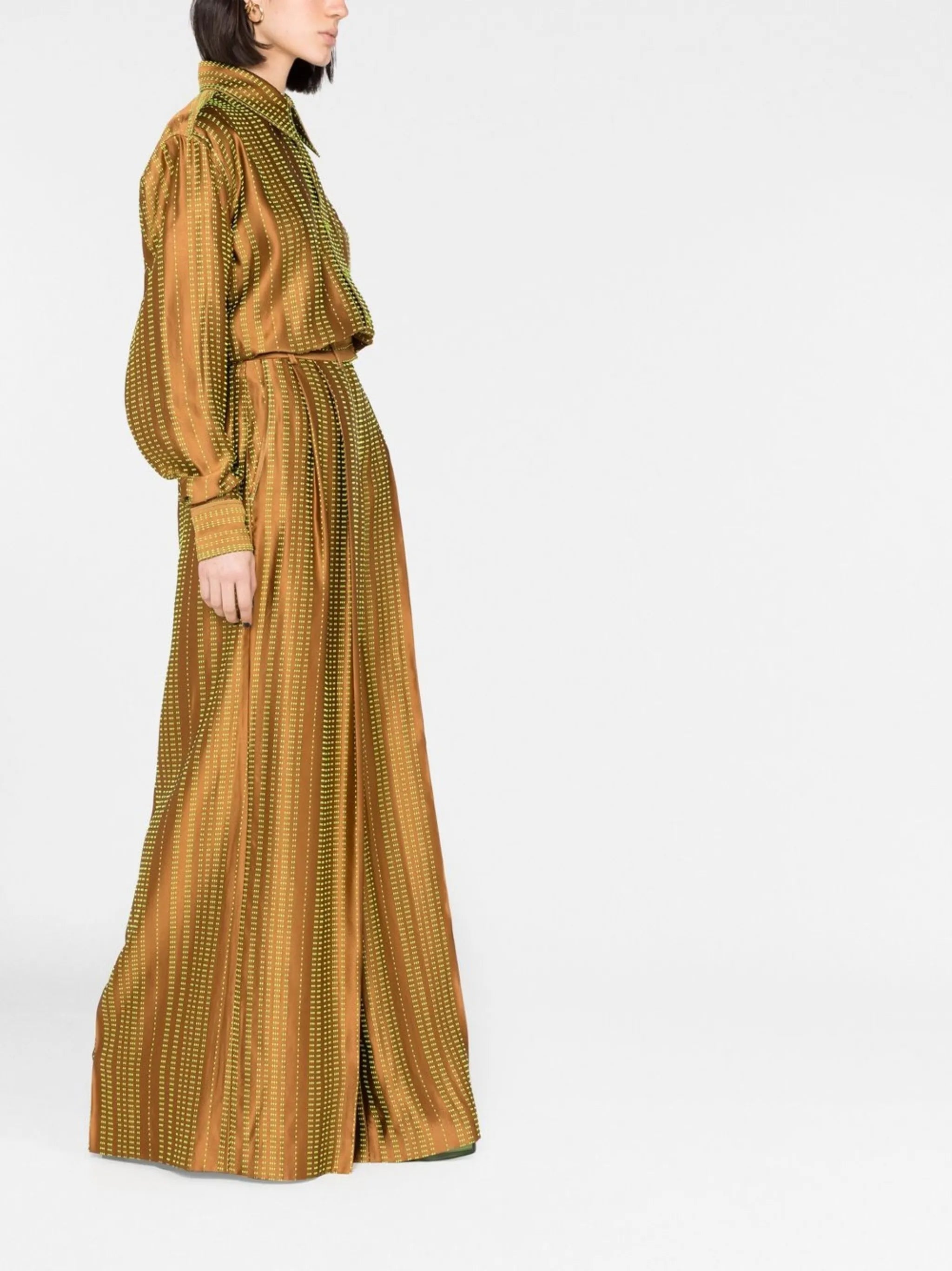 embroidered satin wide-leg trousers