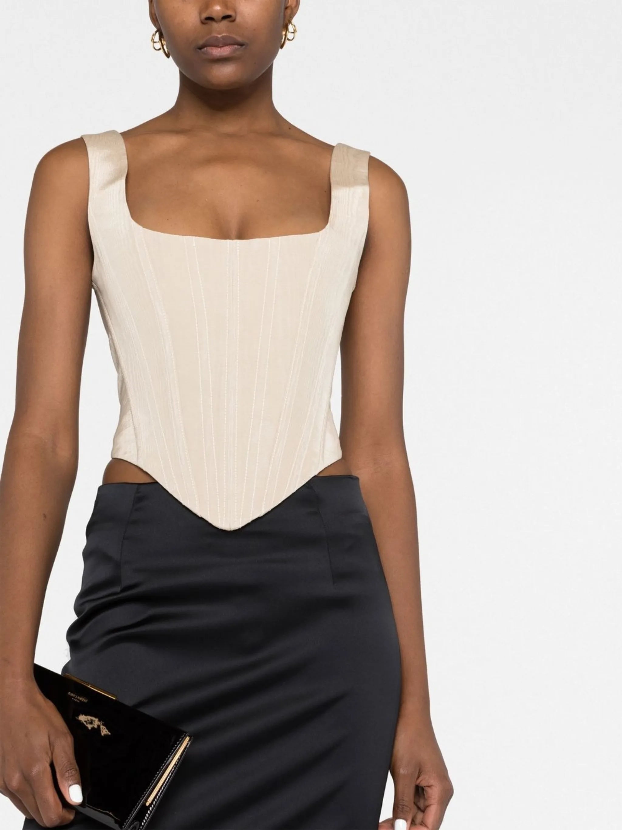 Moire corset-style top