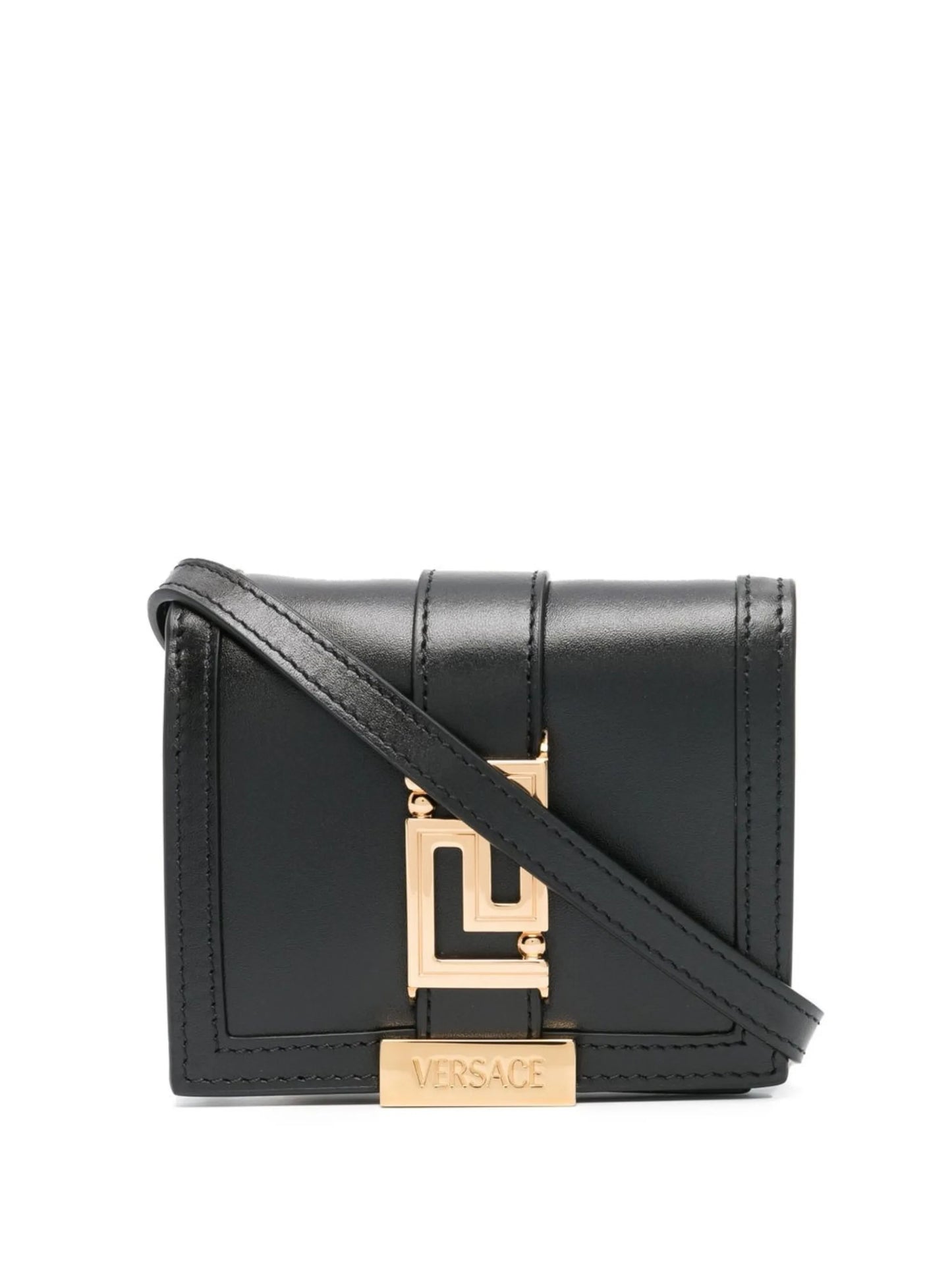 Greca-plaque detail crossbody bag
