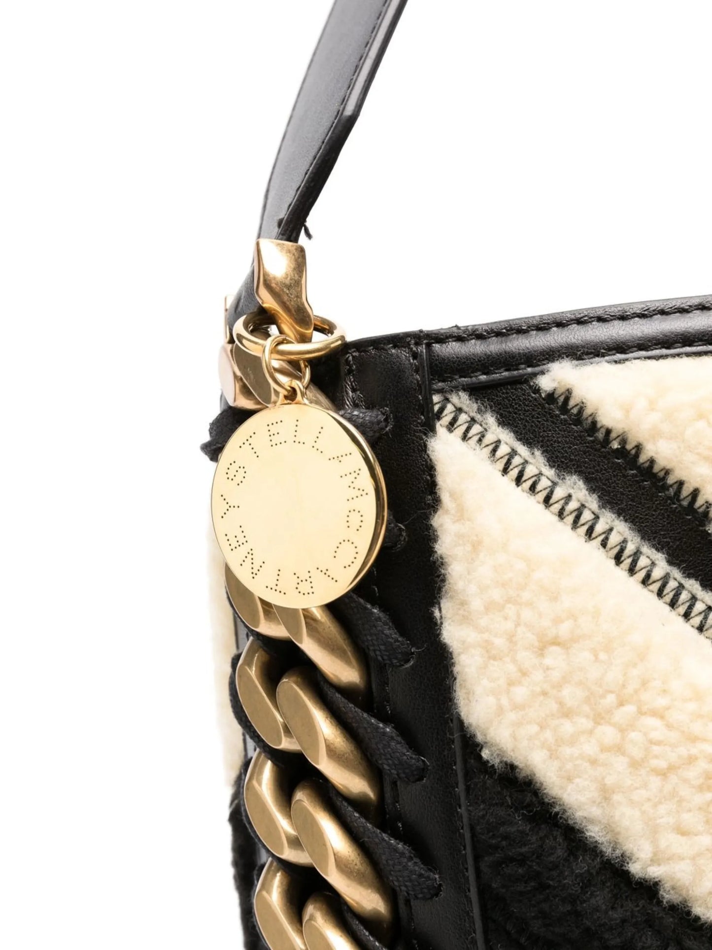 chevron-pattern faux-fur tote bag