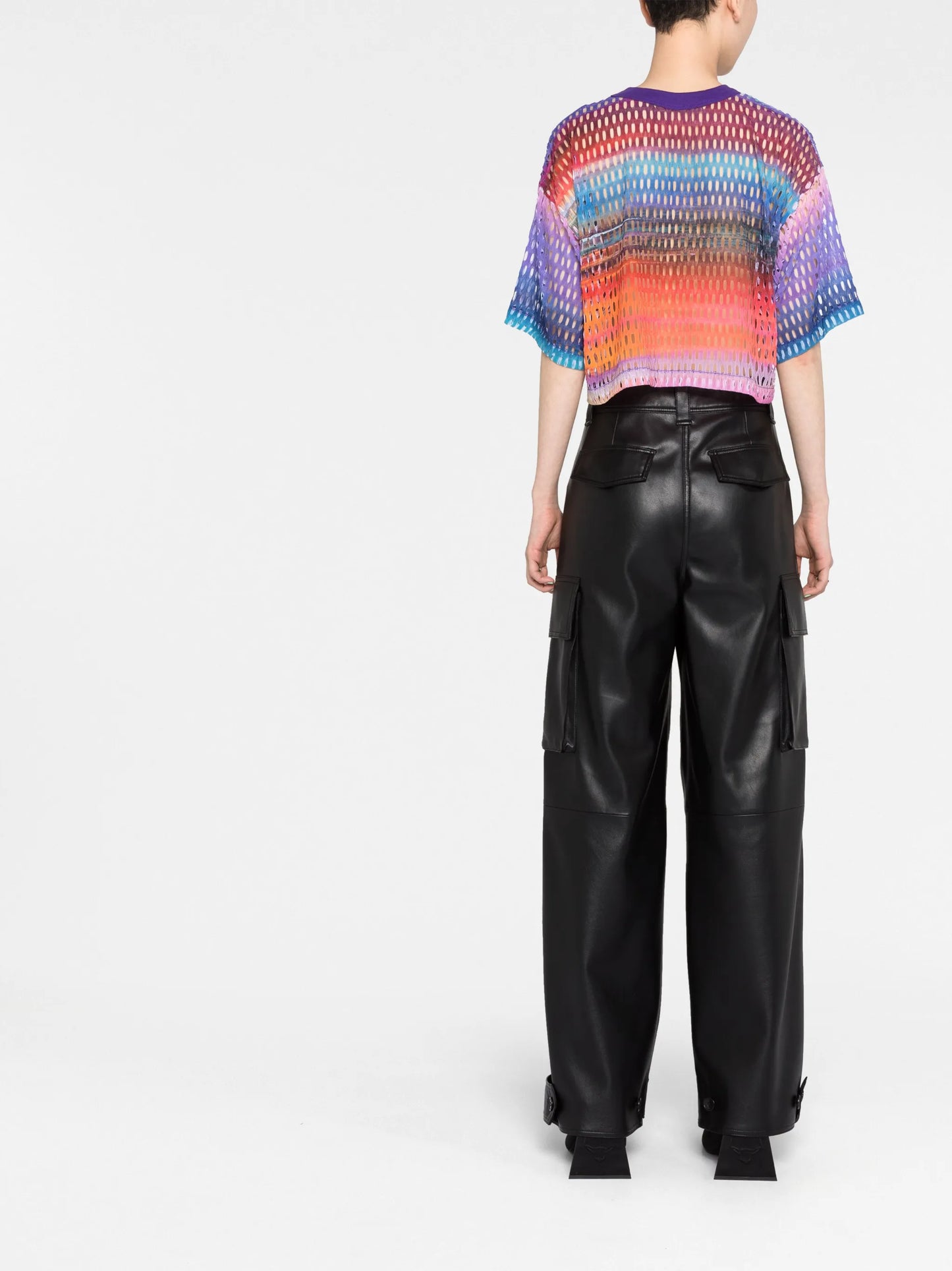gradient-effect logo-print mesh T-shirt