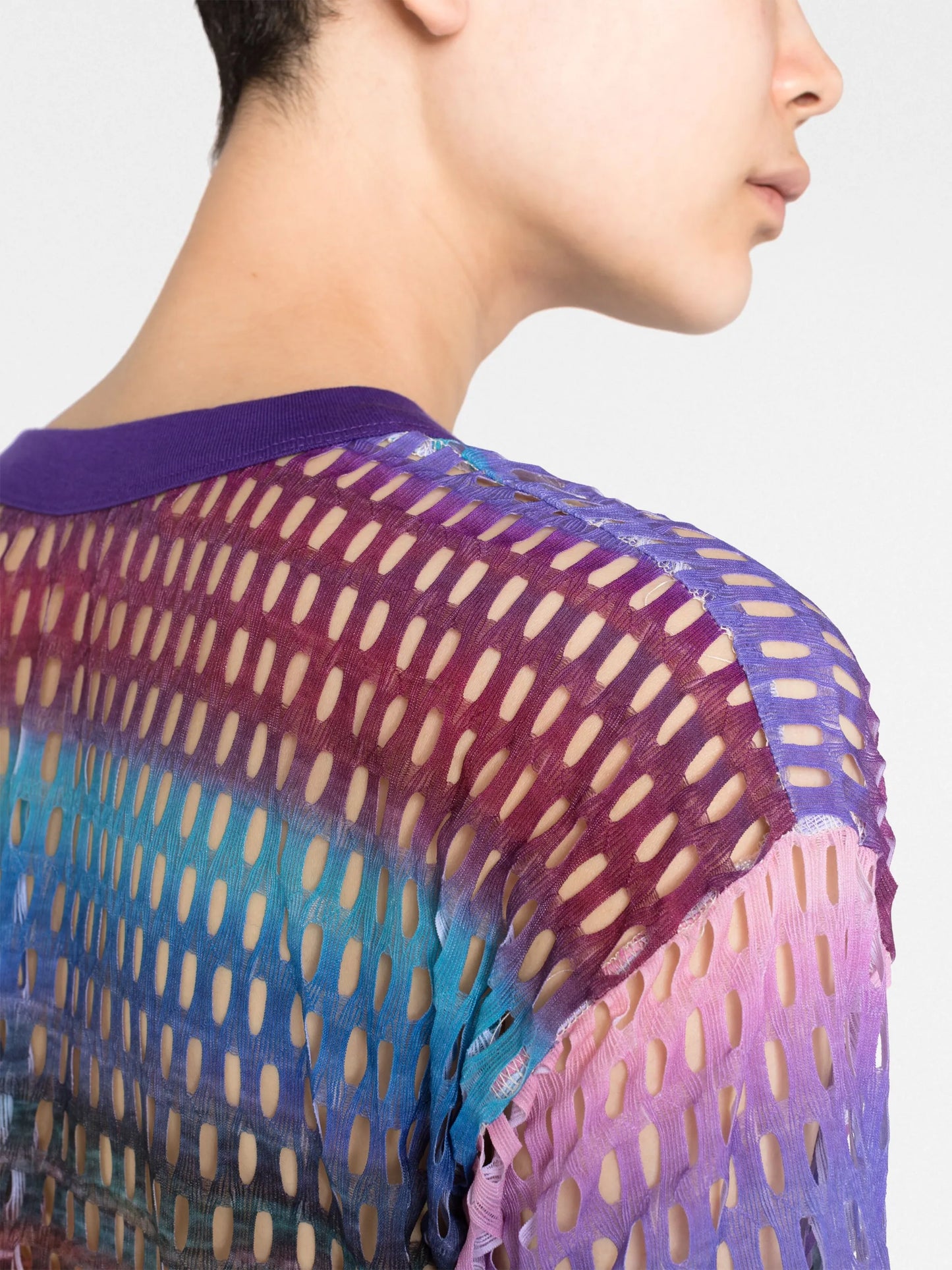 gradient-effect logo-print mesh T-shirt