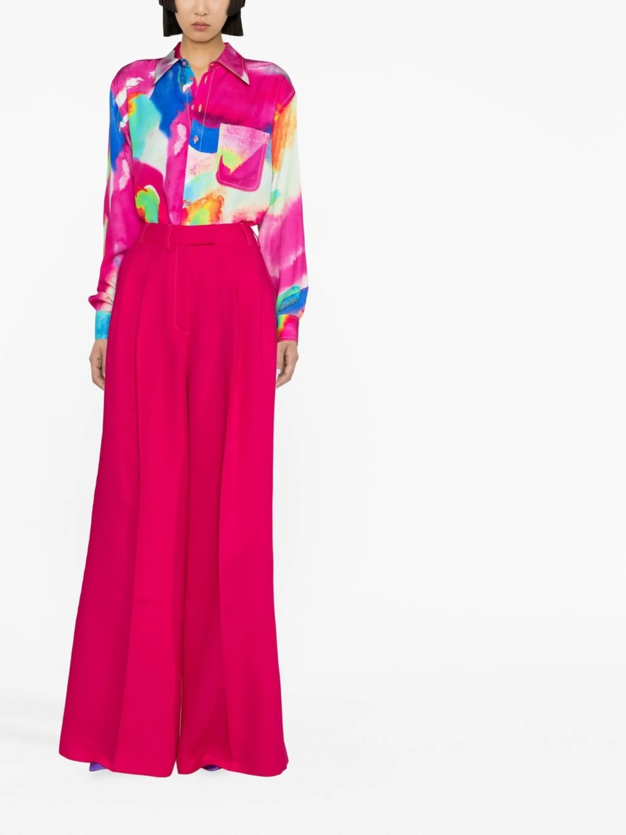 brush-print long-sleeve shirt