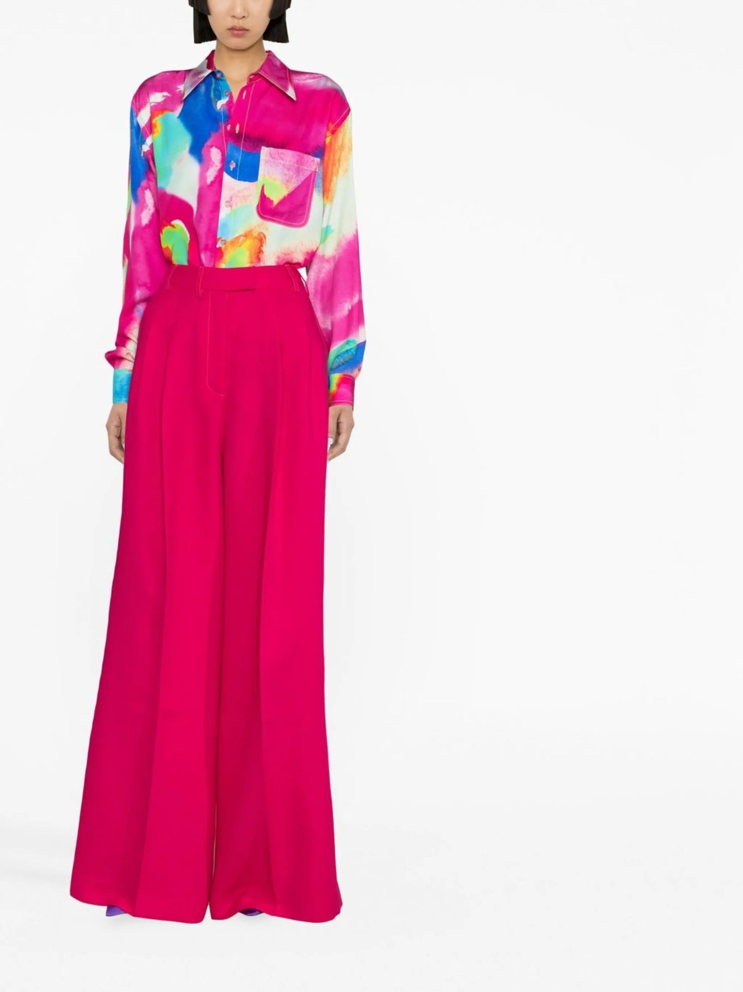 brush-print long-sleeve shirt