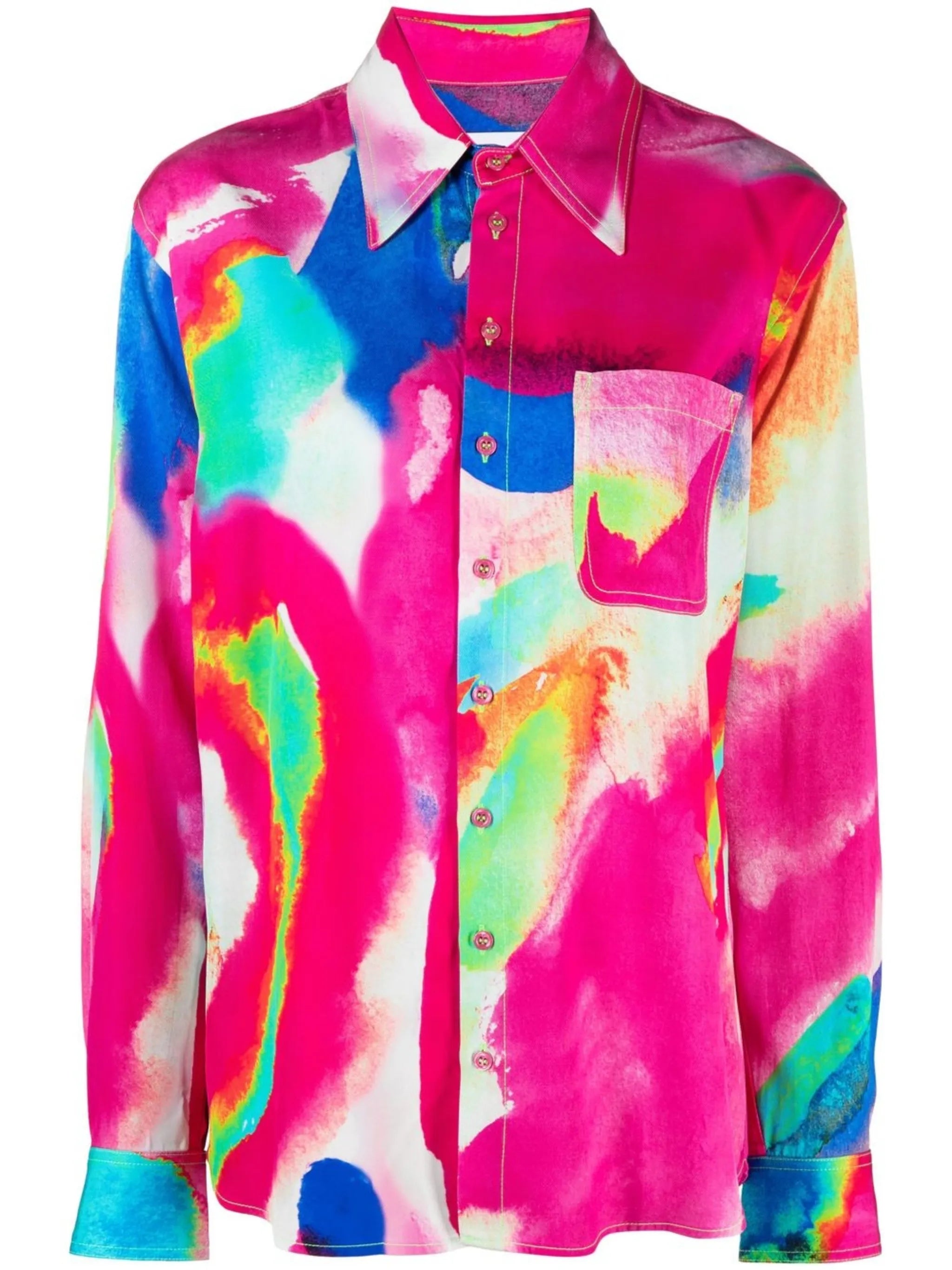 brush-print long-sleeve shirt