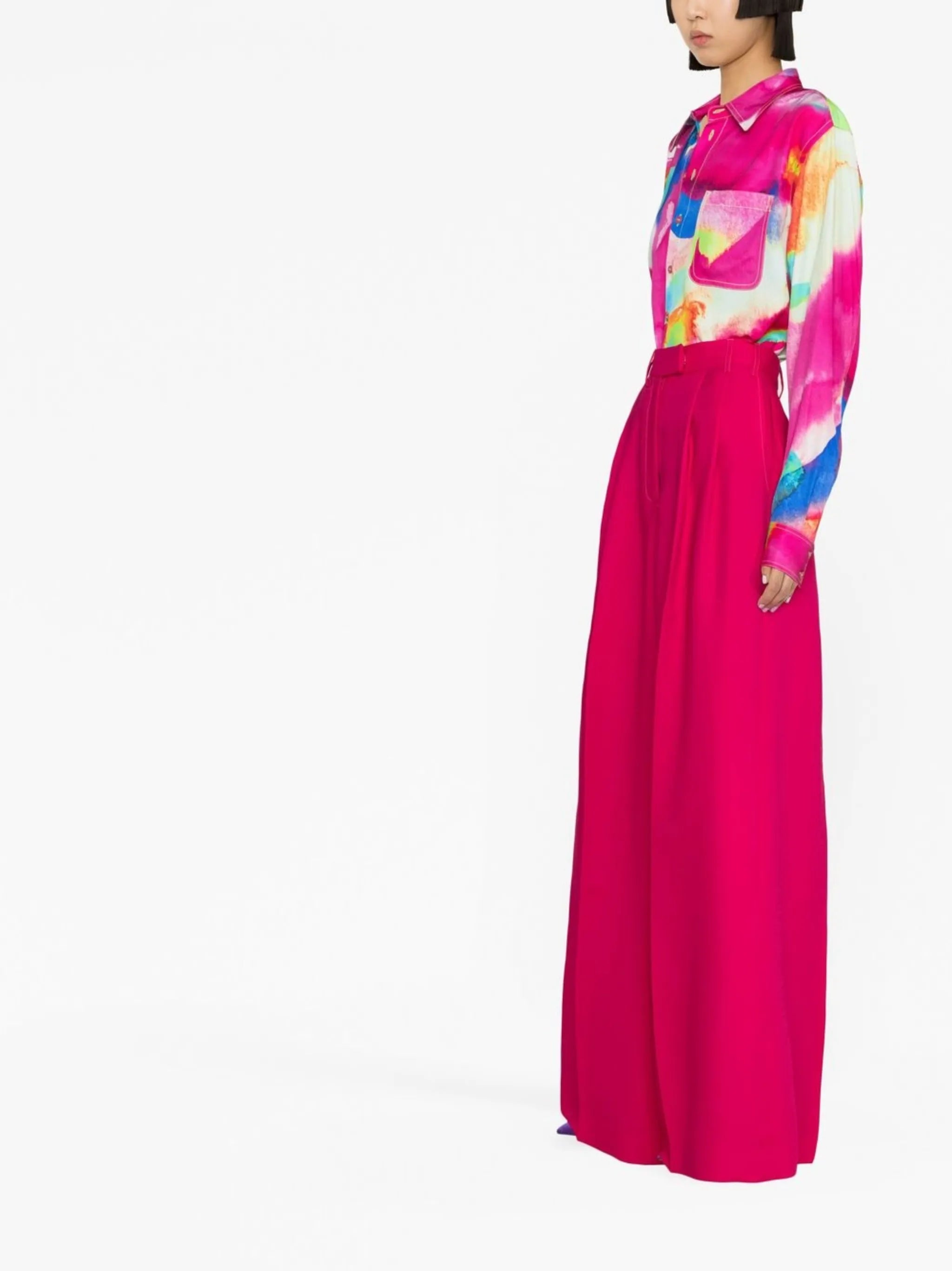 brush-print long-sleeve shirt