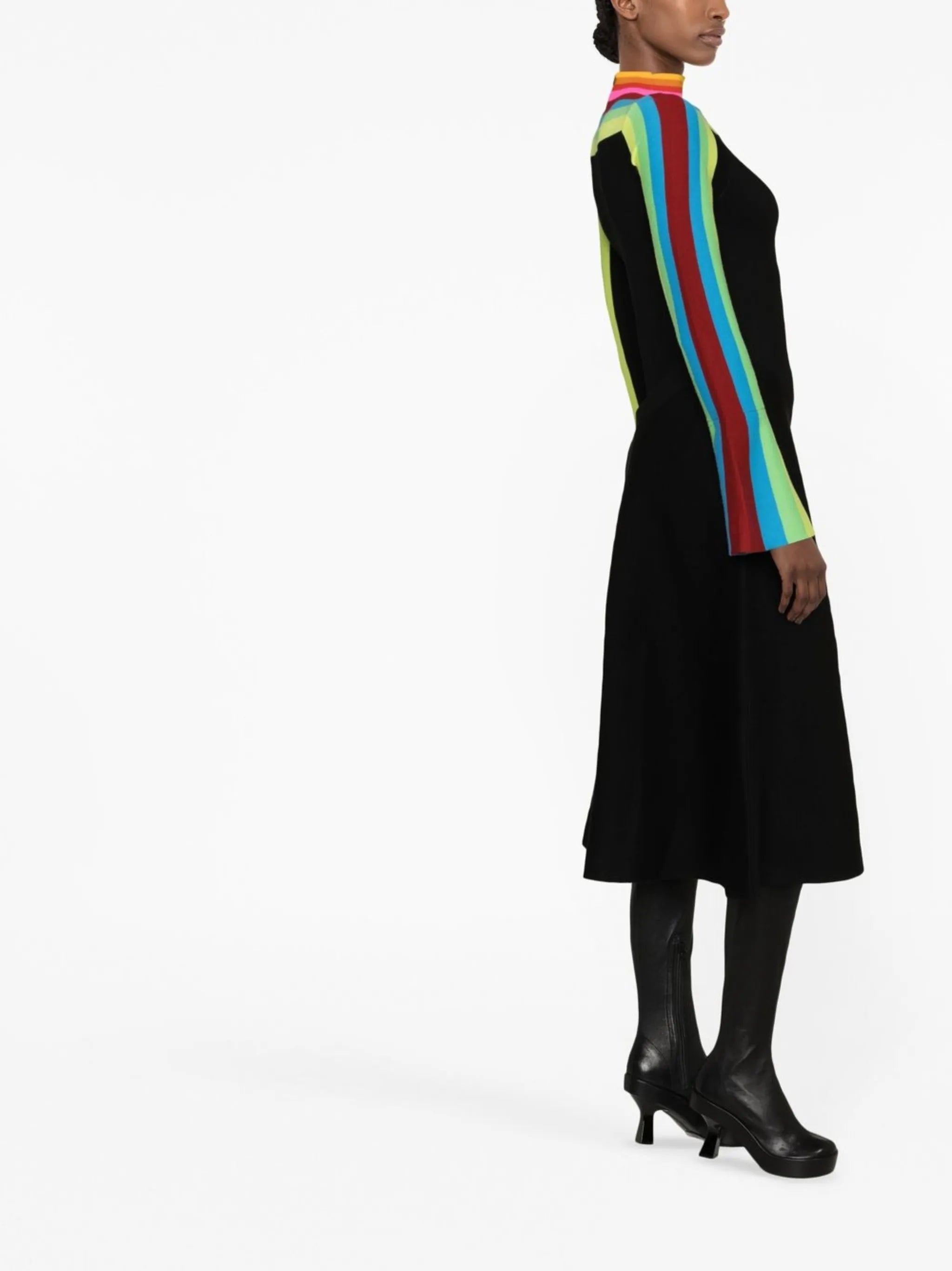 colour-block knitted midi dress