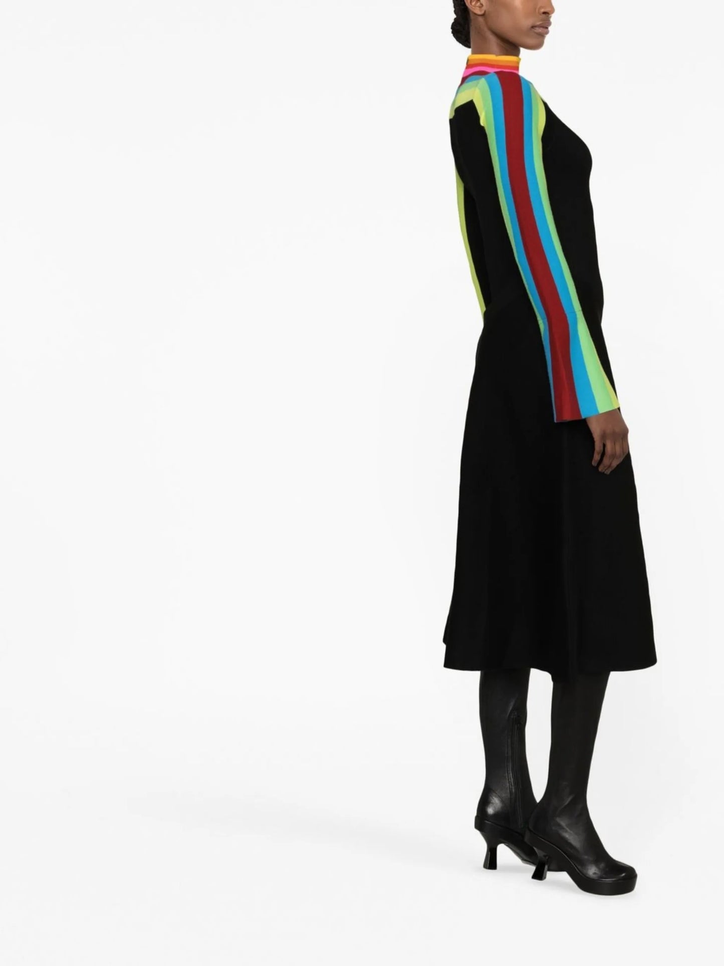 colour-block knitted midi dress