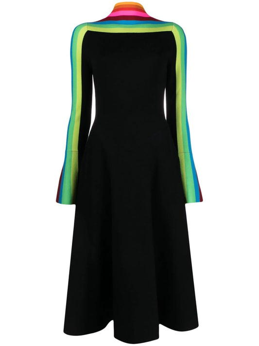 colour-block knitted midi dress